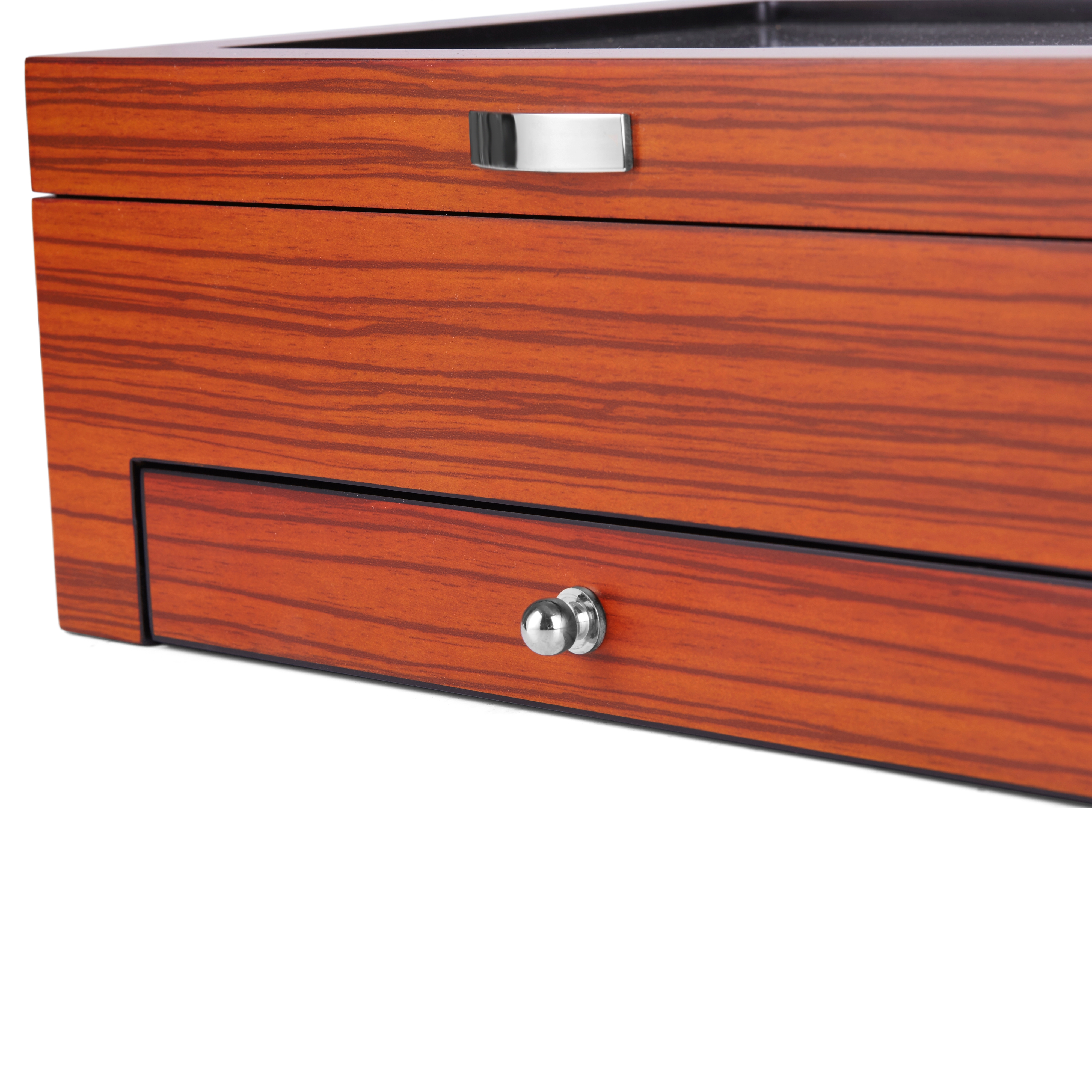 Zebratre Klokke- og Smykkekasse - 8 Klokker - 6