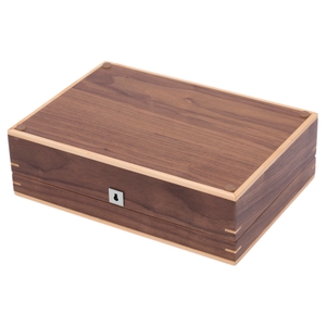 Boîte à Montres En Bois Noyer - 6 Places, Couvercle En Verre, Coussins Amovibles, Fermeture Métallique