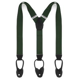 Wide Forest Green Split Button Suspenders