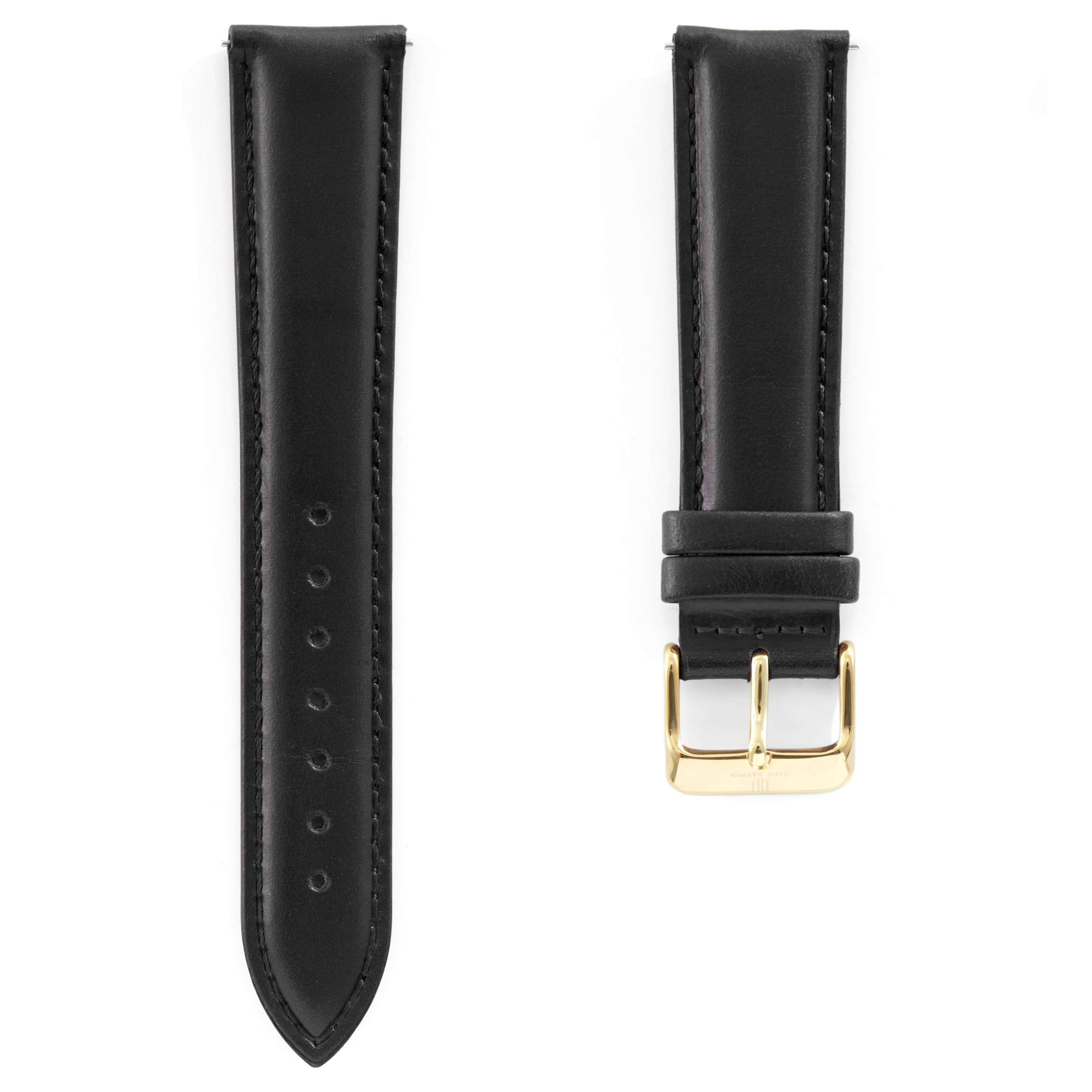 Vintage Black & Gold Leather Watch Strap - 1