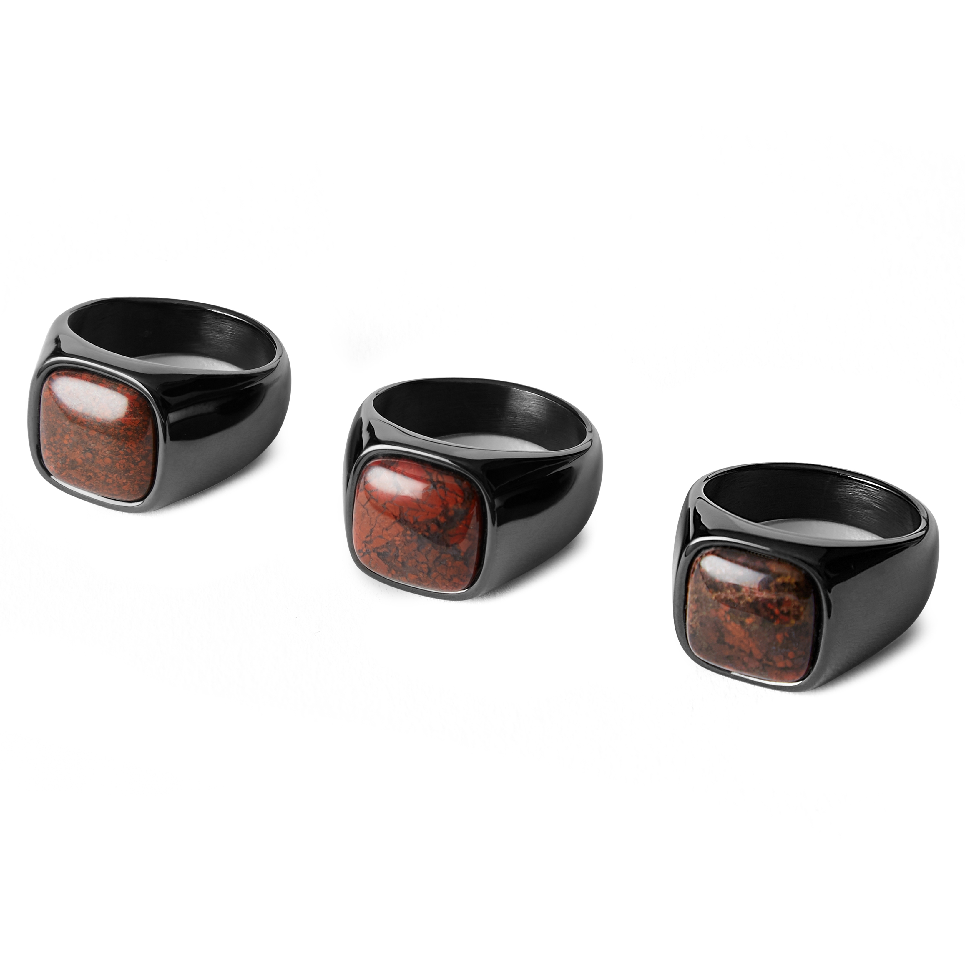 Len Gravel karneol prsten v šedo-černé barvě - 2