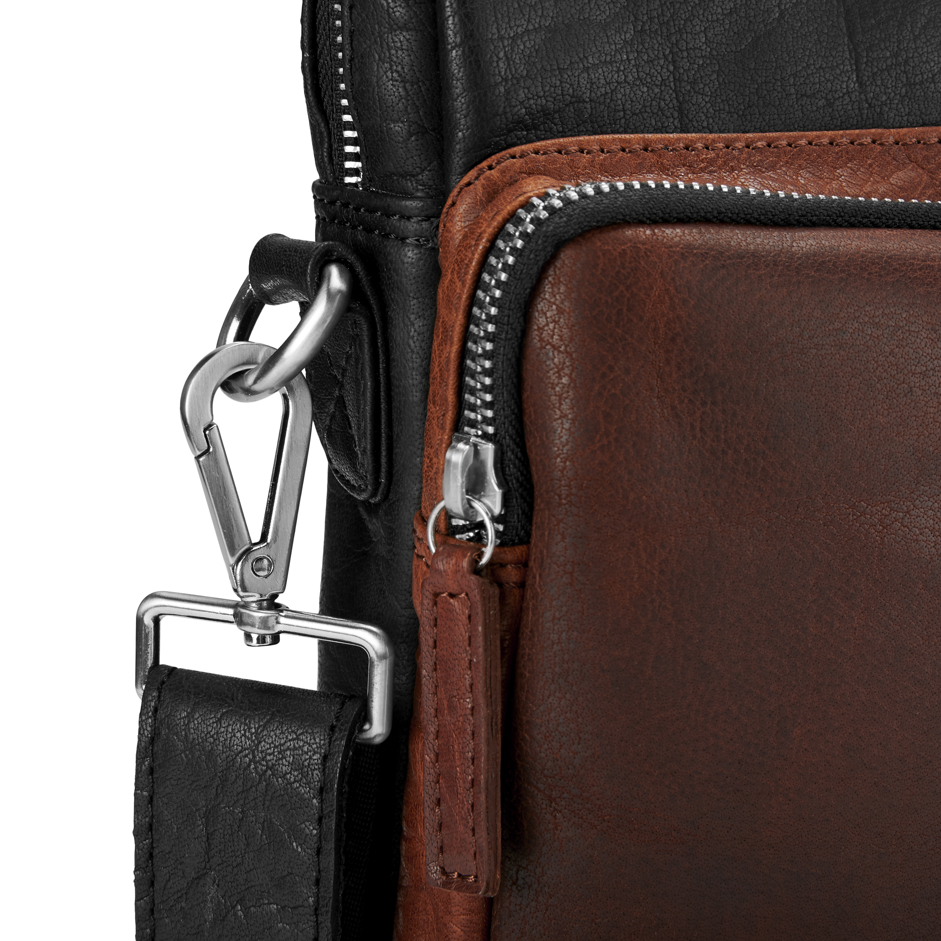 Montreal Schwarze & Hellbraune Leder Laptoptasche - 10
