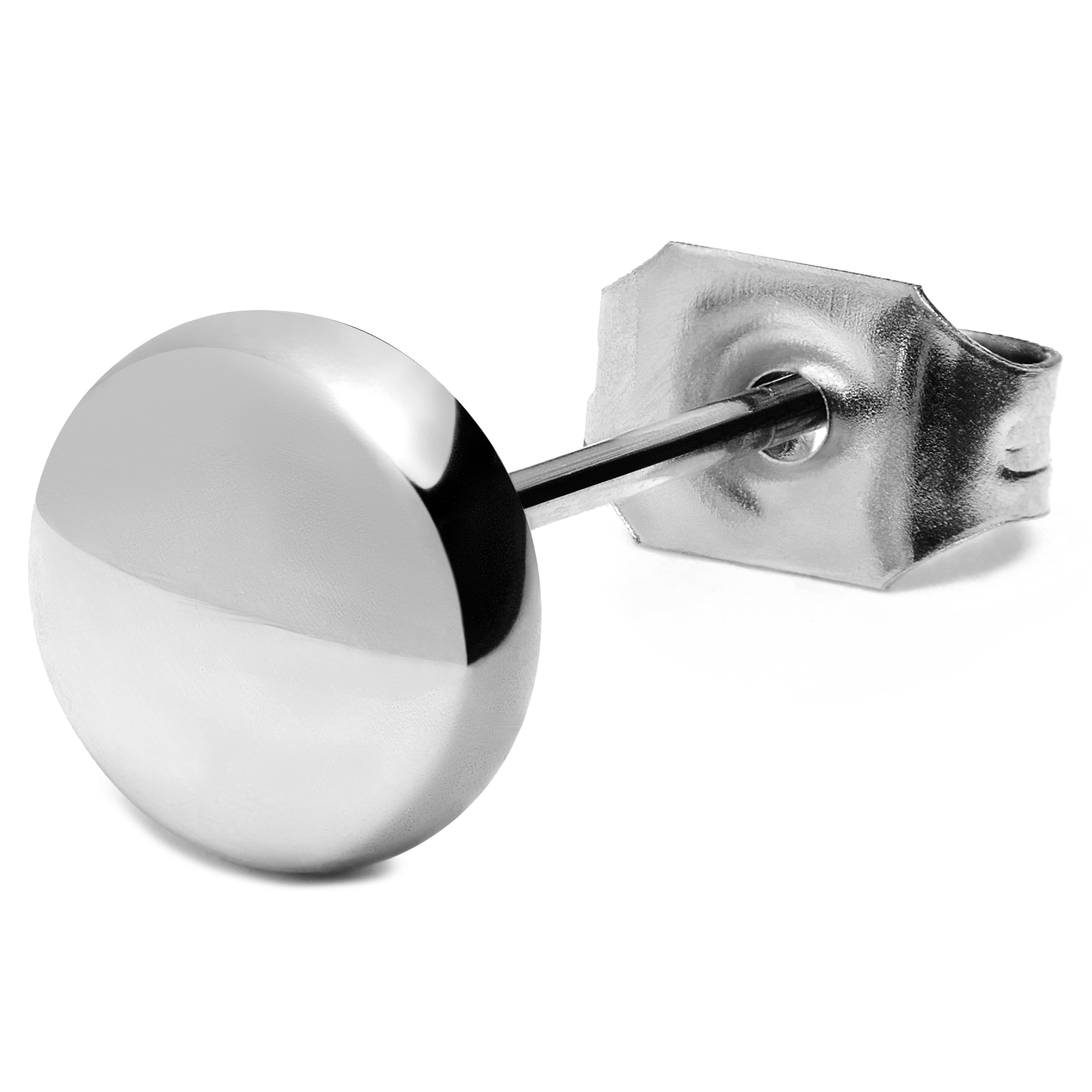 Boucle d'oreille "bouton" en acier argenté 6 mm