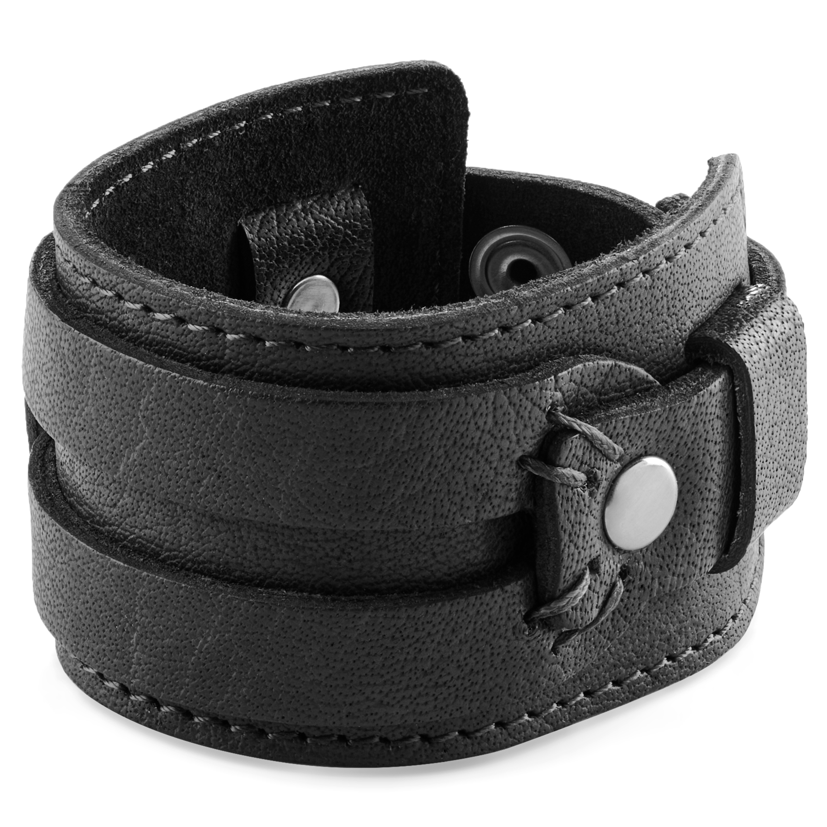 Men Wide Leather Bracelets Punk Rock Adjustable Cuff Bangle Wristband US  SHIP | eBay