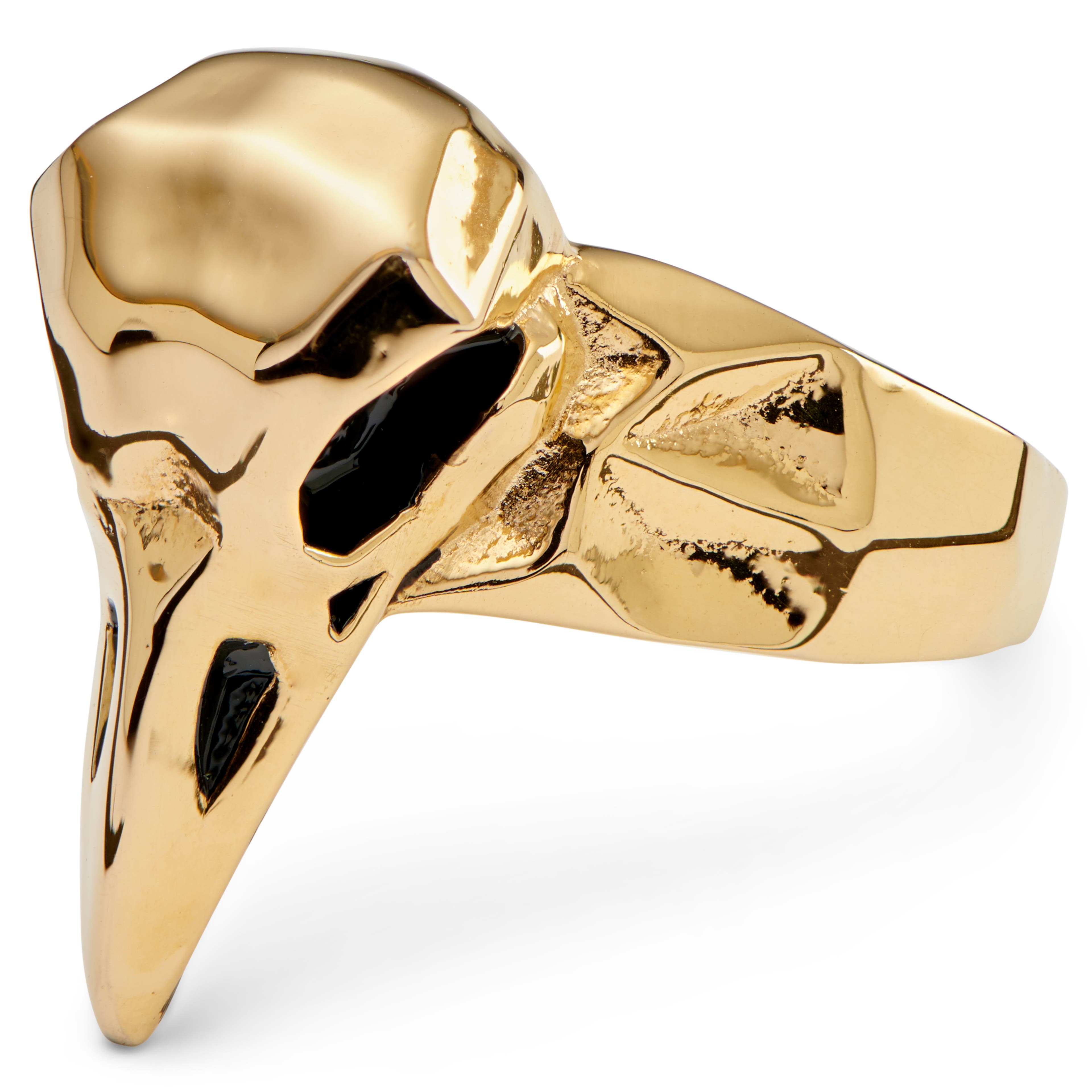 Mack aranyszínű hollófejes acél pecsétgyűrű
