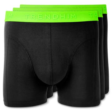 FlexFeel | Paquete de 3 calzoncillos bóxer de algodón negro con cinturilla verde neón FlexFeel | Paquete de 3 calzoncillos bóxer de algodón negro con cinturilla verde neón