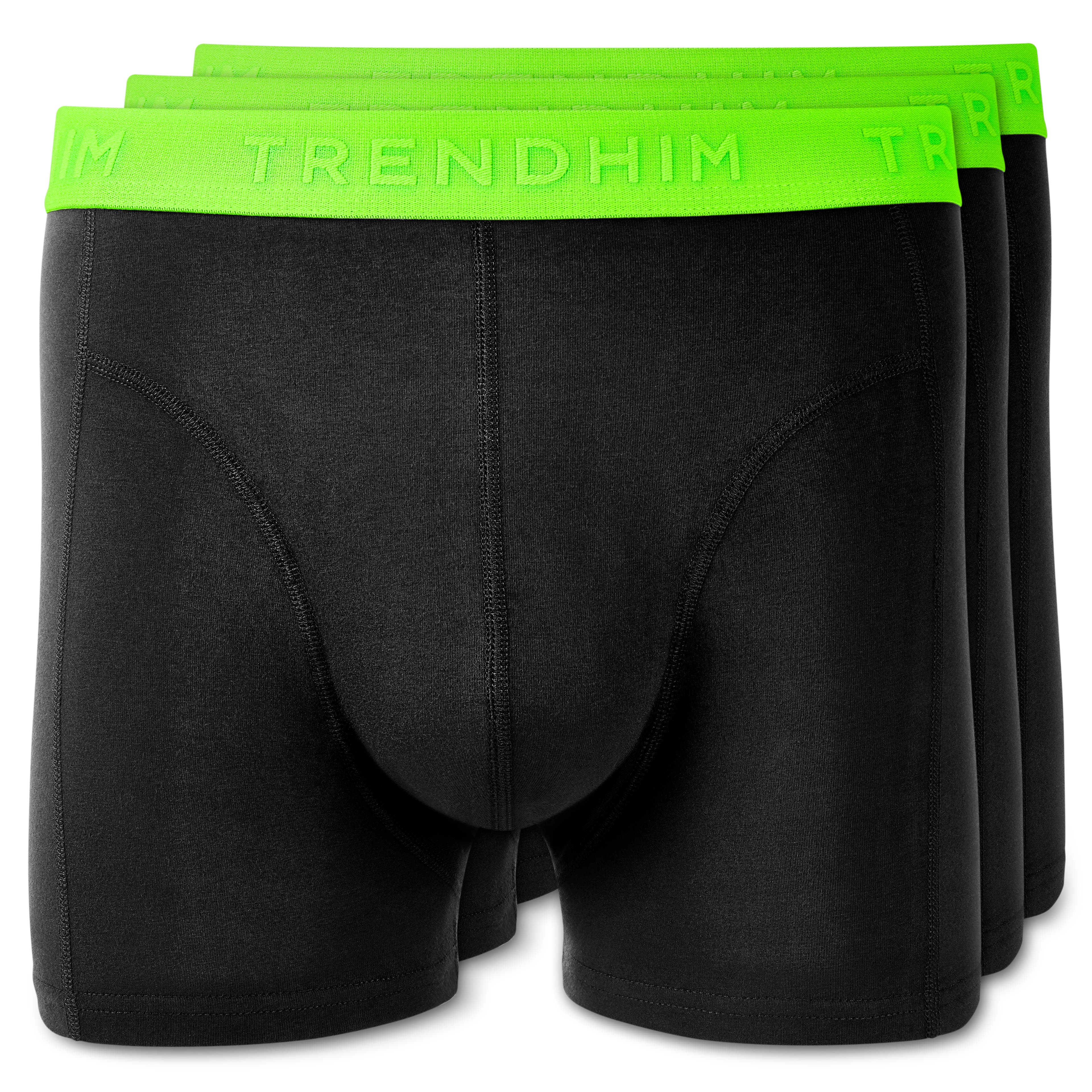 FlexFeel | Paquete de 3 calzoncillos bóxer de algodón negro con cinturilla verde neón FlexFeel | Paquete de 3 calzoncillos bóxer de algodón negro con cinturilla verde neón