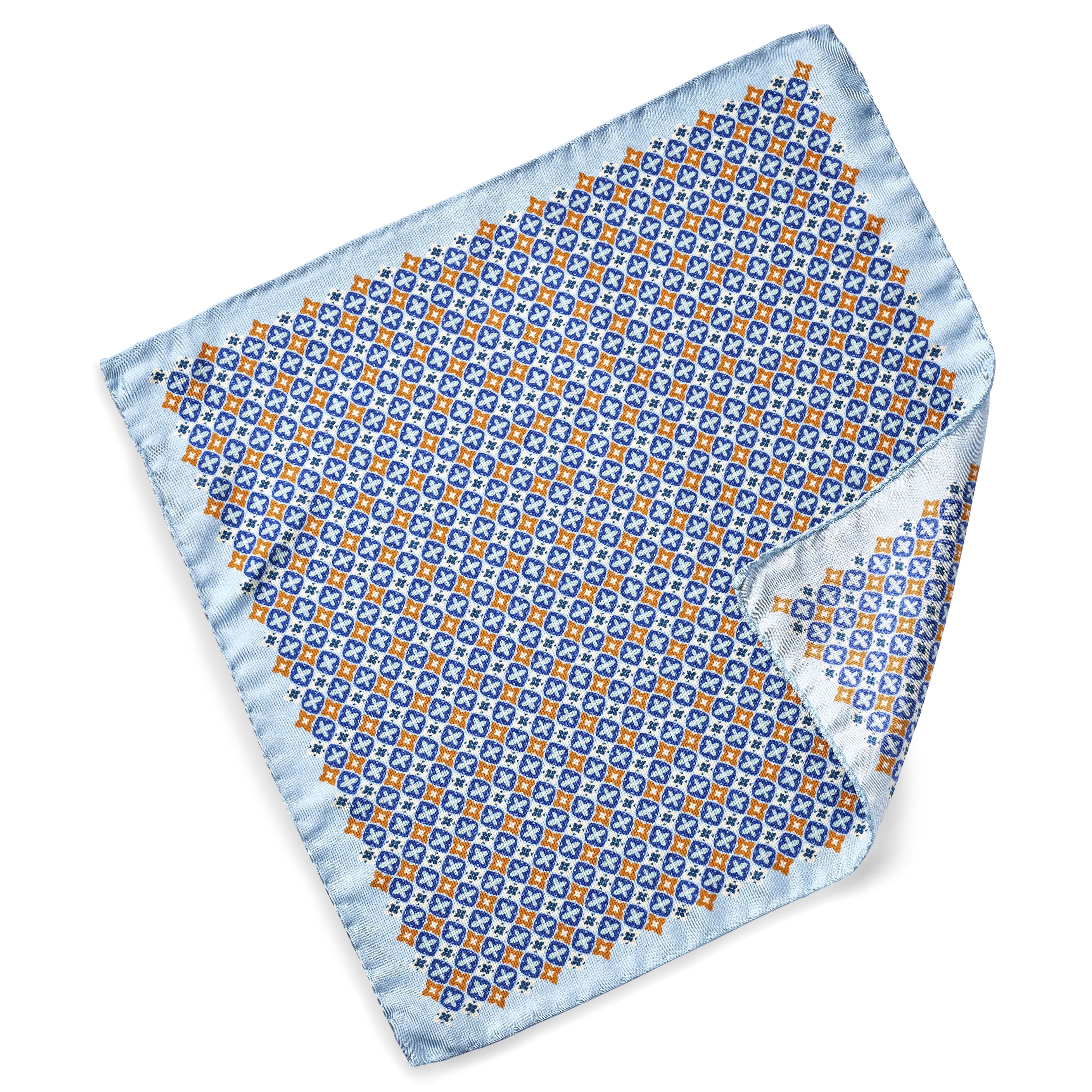 Virtuo | Pochette de costume en soie bleue et marron - 2