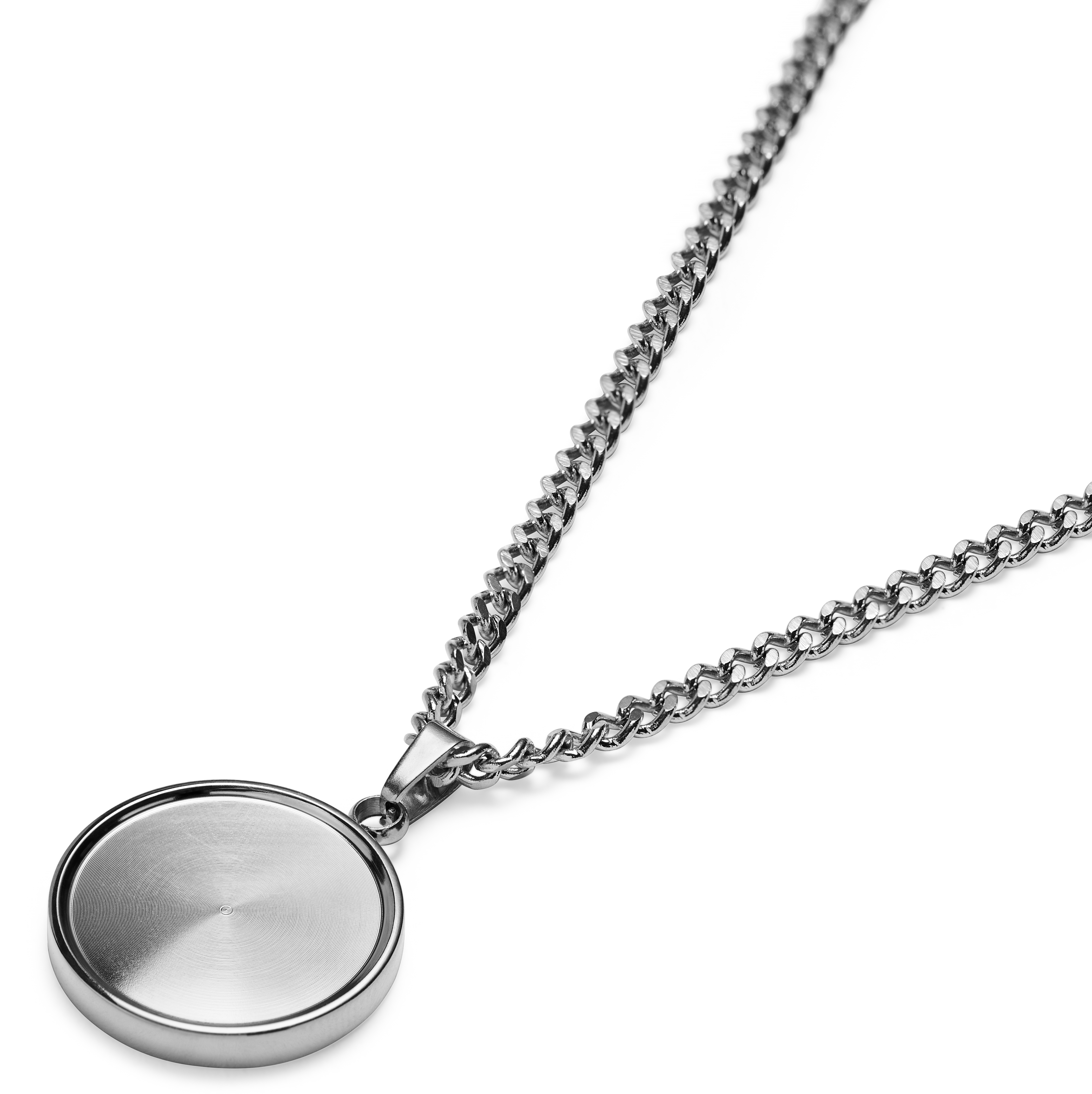 Ace | Silver-tone Clubs Poker Chip Pendant Necklace - 6
