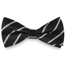 White & Black Striped Pre-Tied Bow Tie