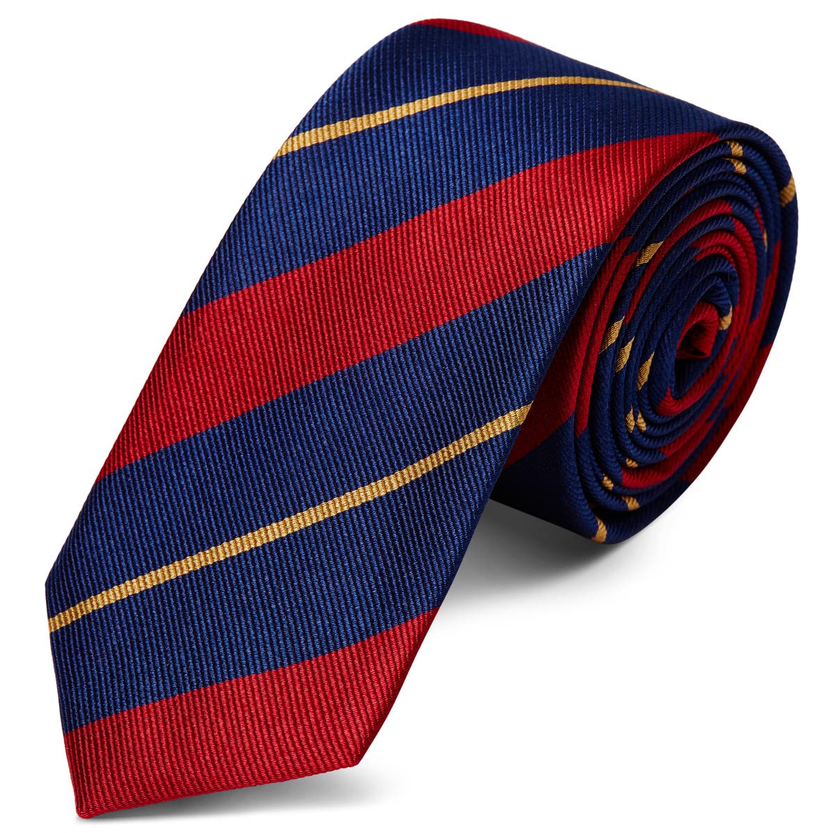 Navy Blue, Red & Gold Striped Navy Silk Tie | In stock! | Trendhim