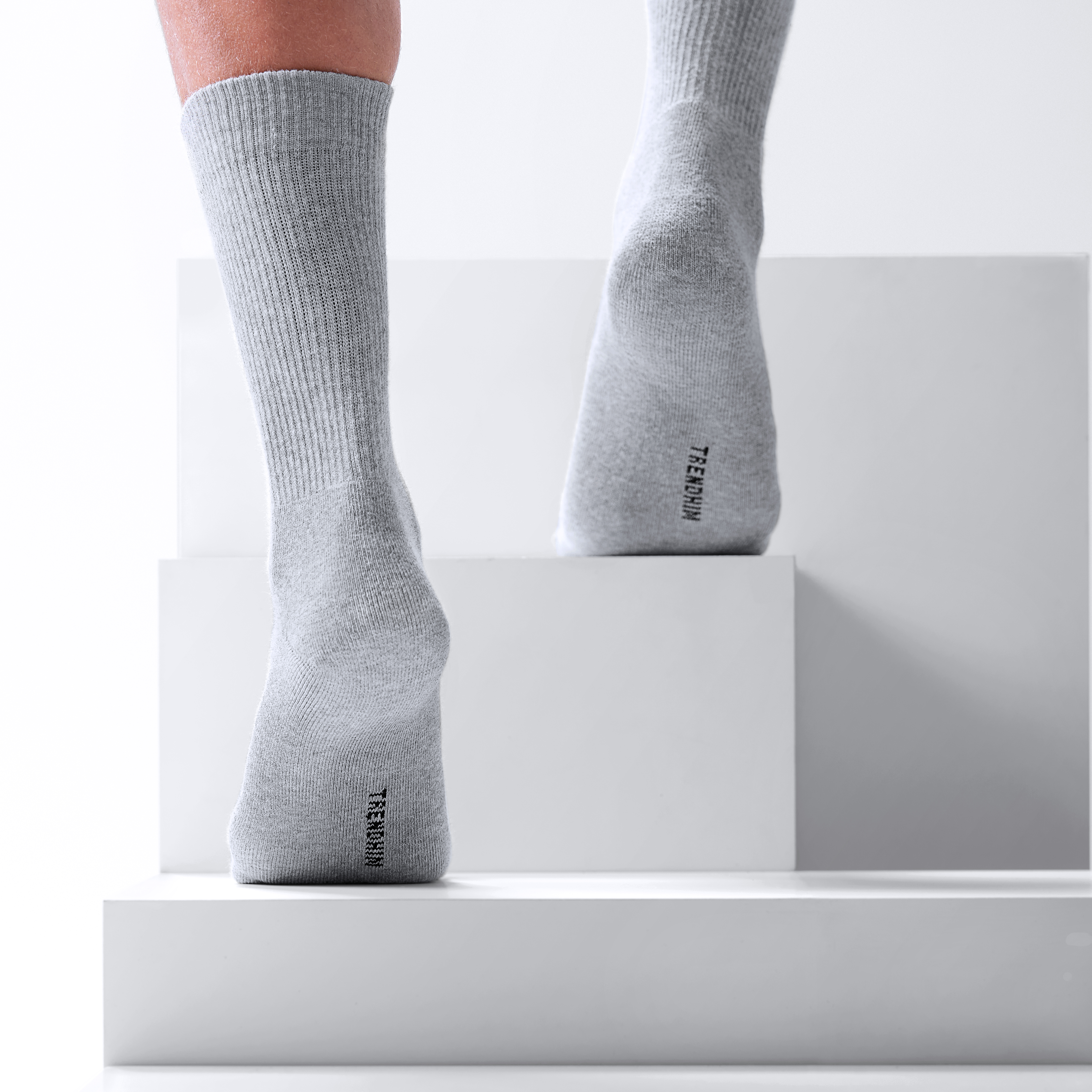 DryFeel | Опаковка от 6 чифта светлосиви памучни тенис чорапи - 4