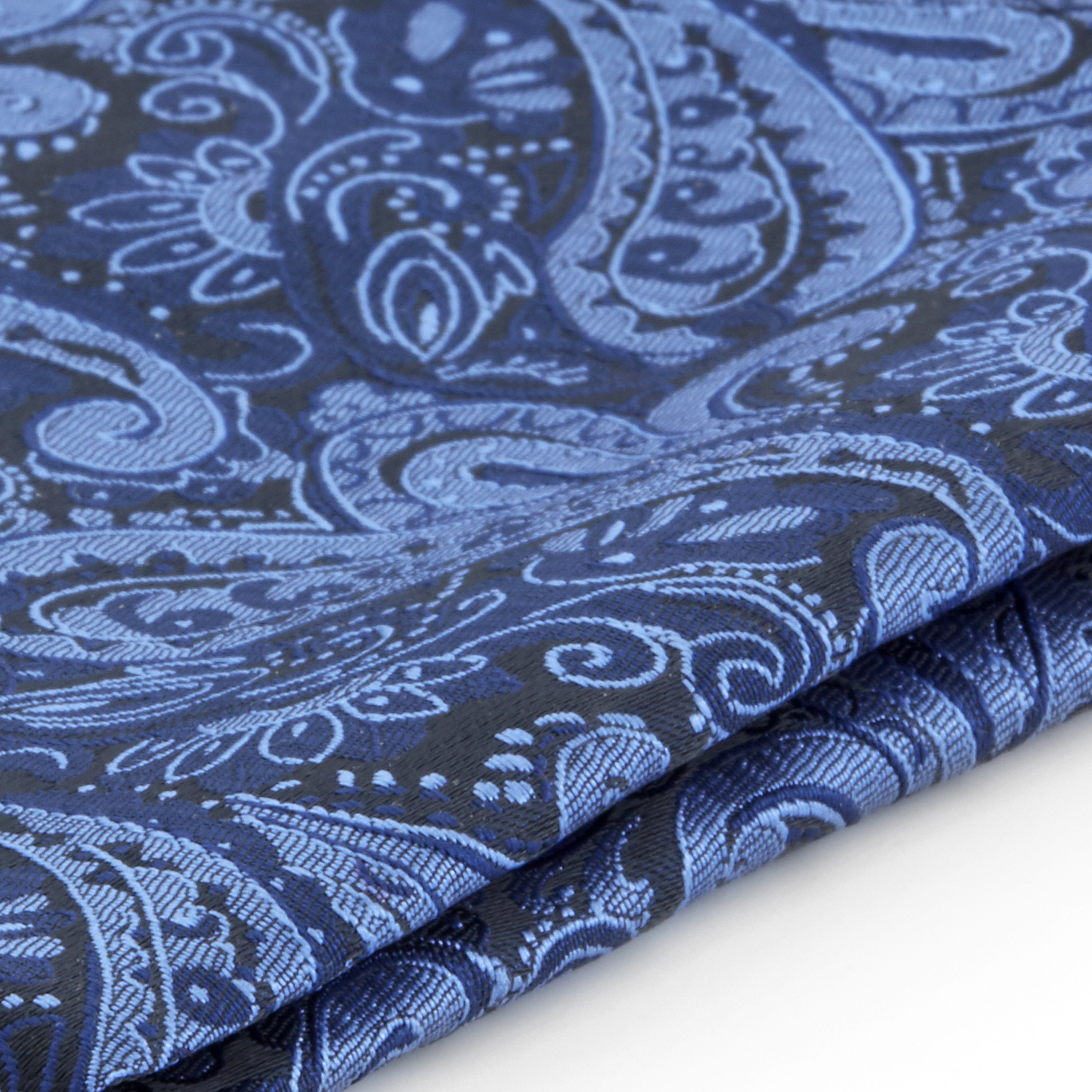 Fazzoletto da taschino in poliestere blu con fantasia Paisley - 2