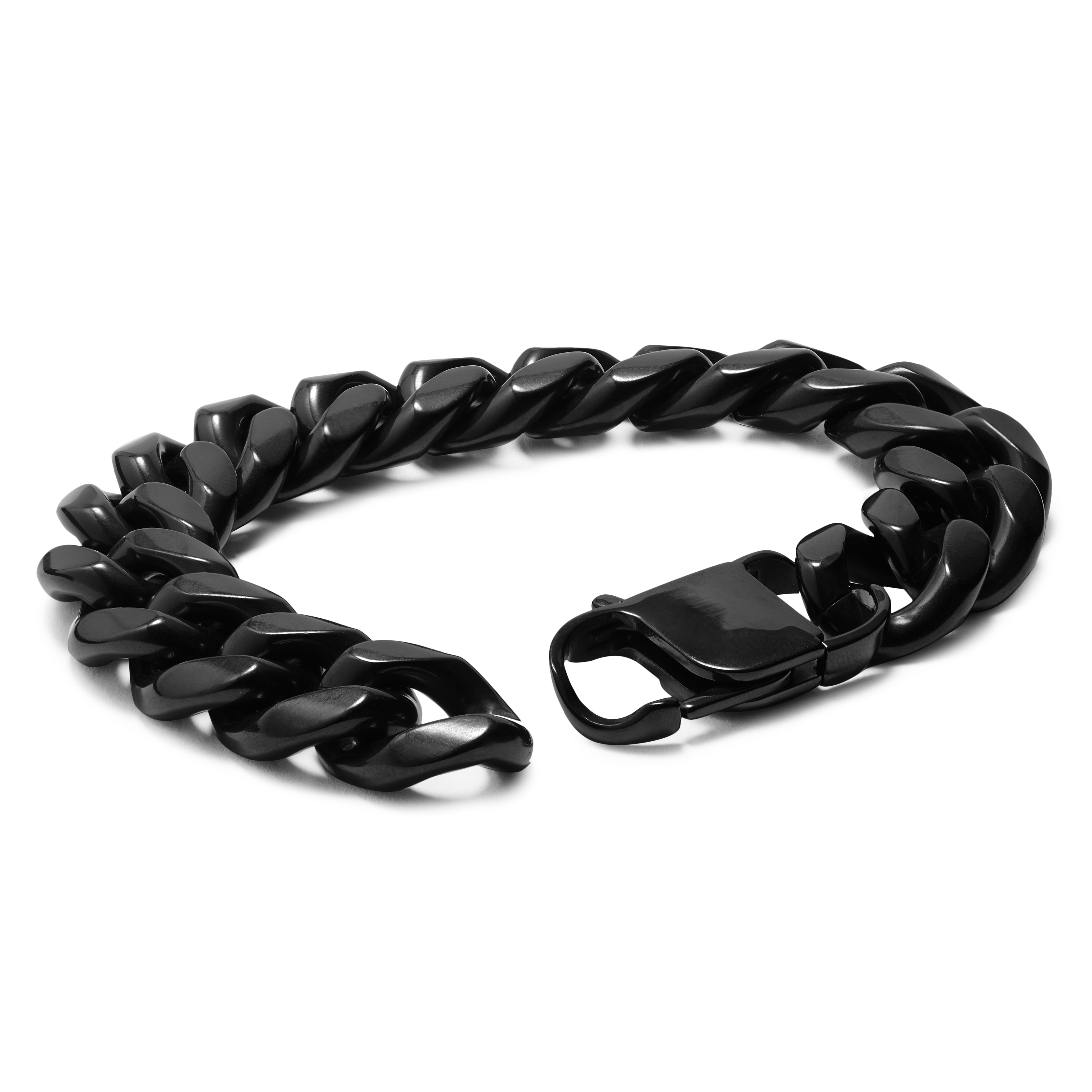 16 mm Black Steel Chain Bracelet - 2