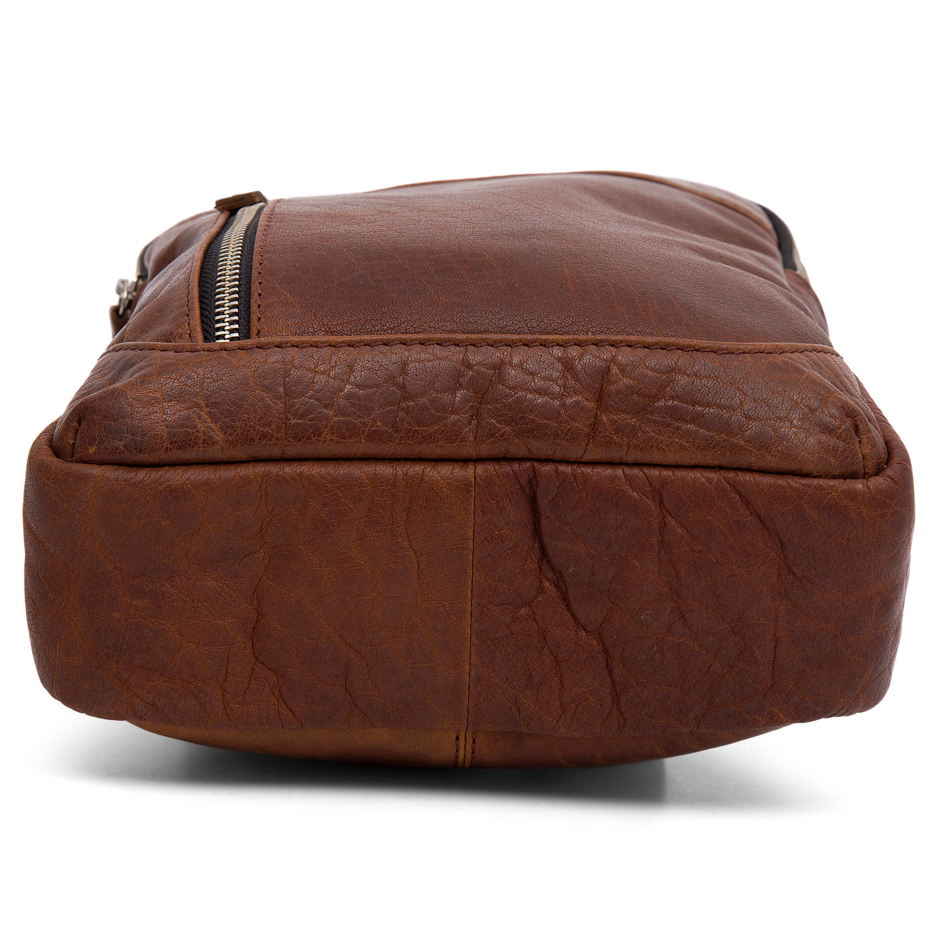 Minimochila cruzada de cuero canela Montreal - 6