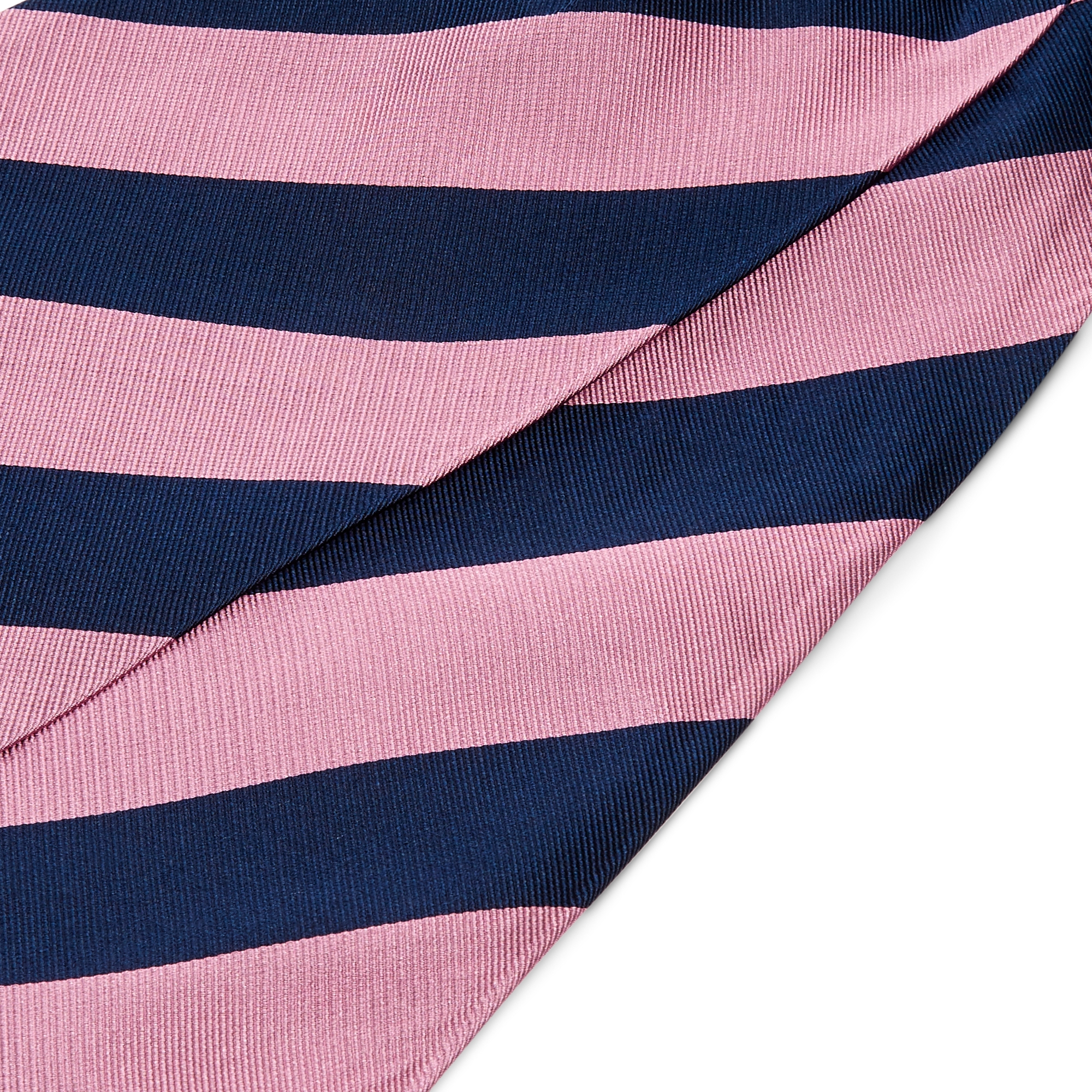 Navy Blue & Pink Striped Silk Cravat - 2