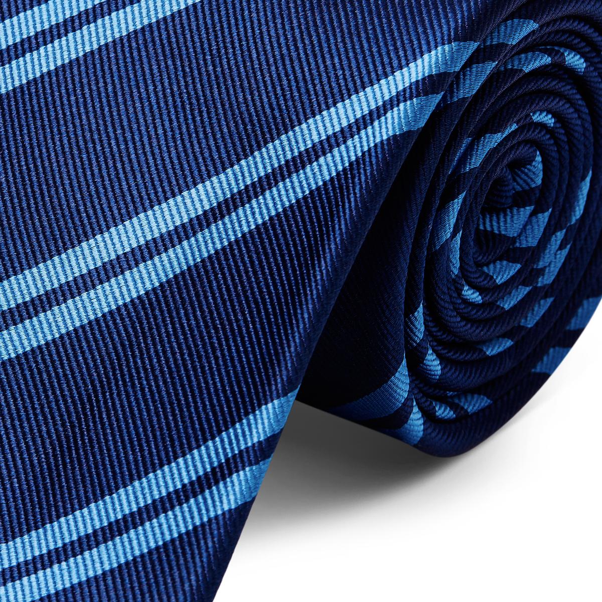 Corbata de 8 cm de seda azul marino con rayas dobles azules | ¡En stock ...