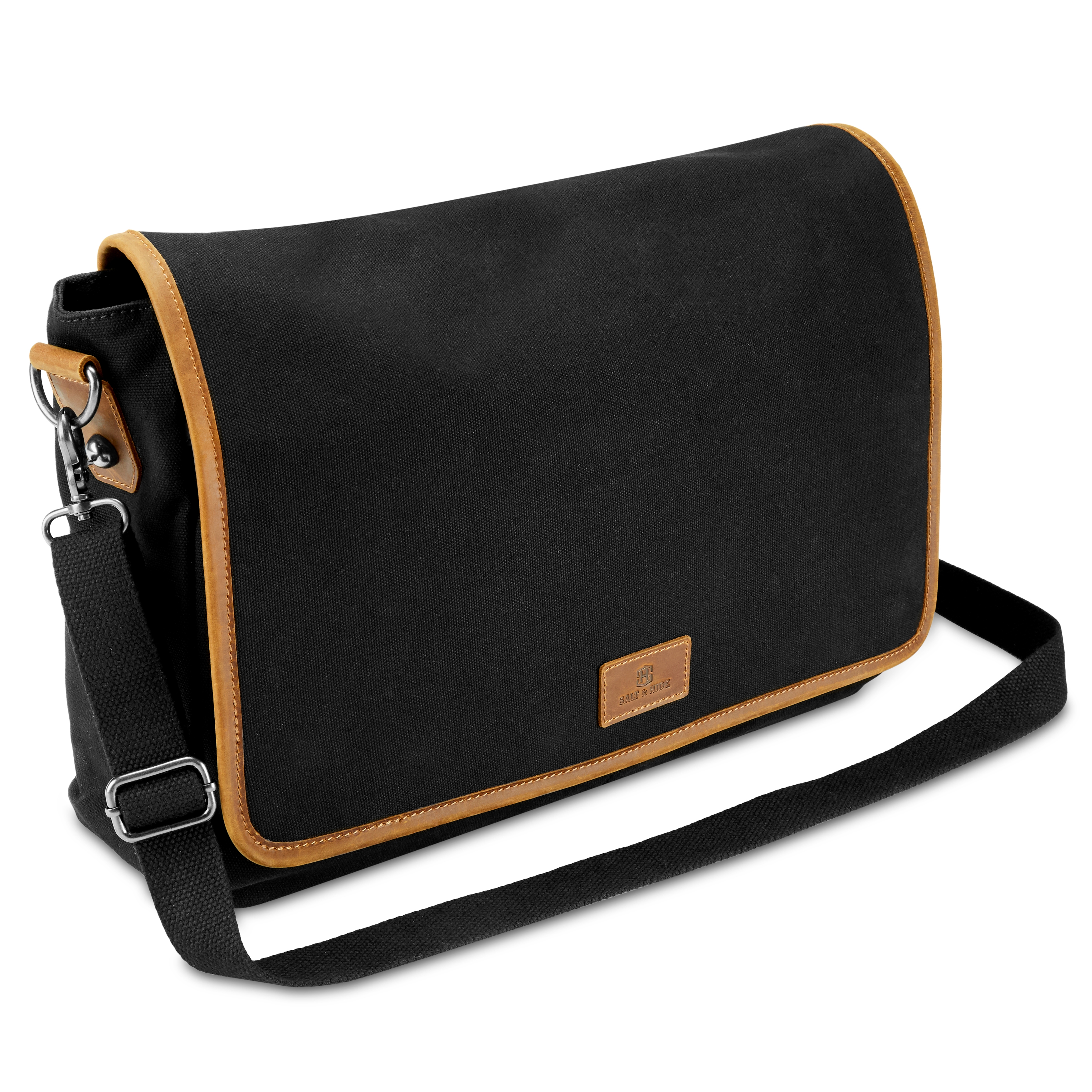 Saul Tarpa Messenger Tasche In Schwarz & Hellbraun - 2