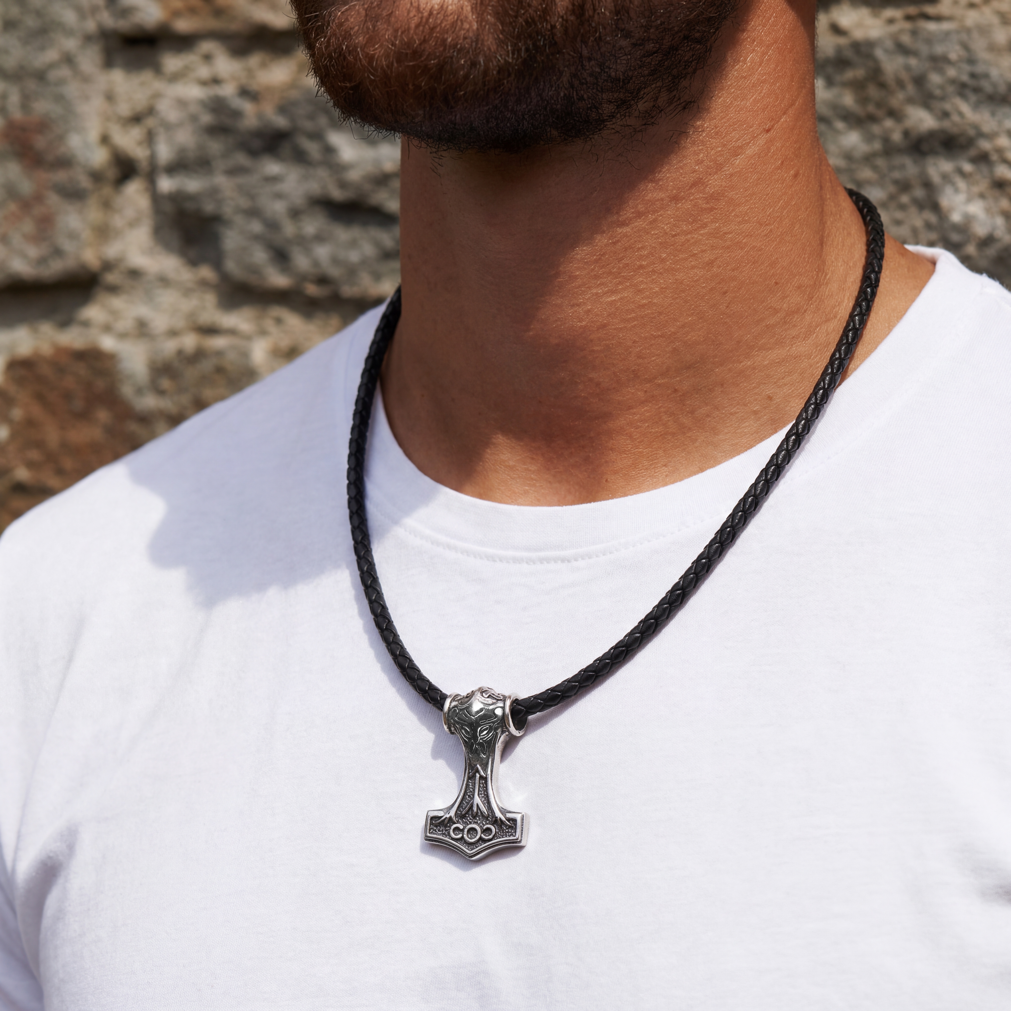 Μαύρο Δερμάτινο Κολιέ Double Sided Viking - 3