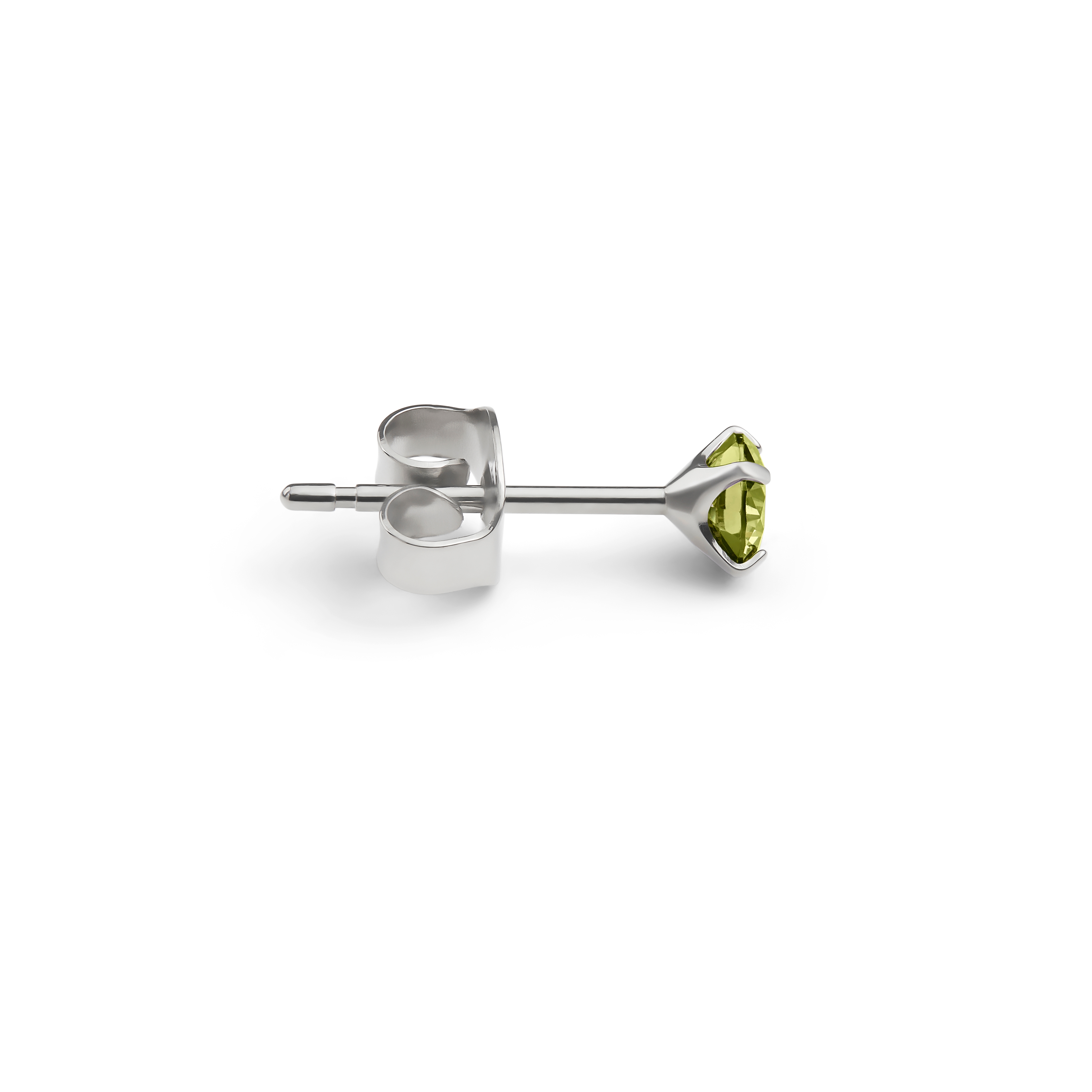 Aura | 4 mm pendiente de botón de titanio con circonita verde lima - 2
