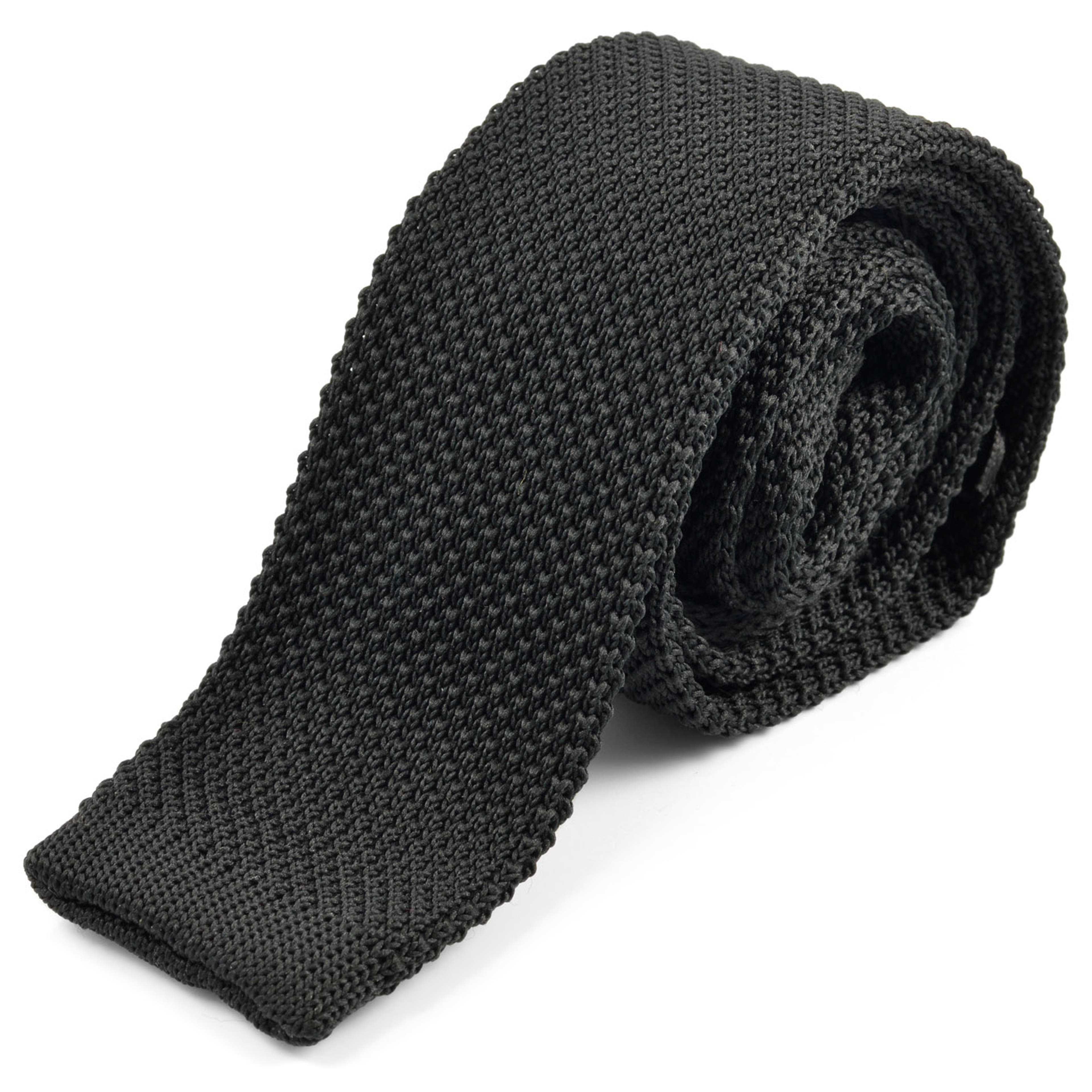 Черна плетена вратовръзка