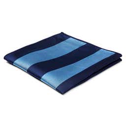 Pañuelo de bolsillo de seda con rayas en azul y azul marino