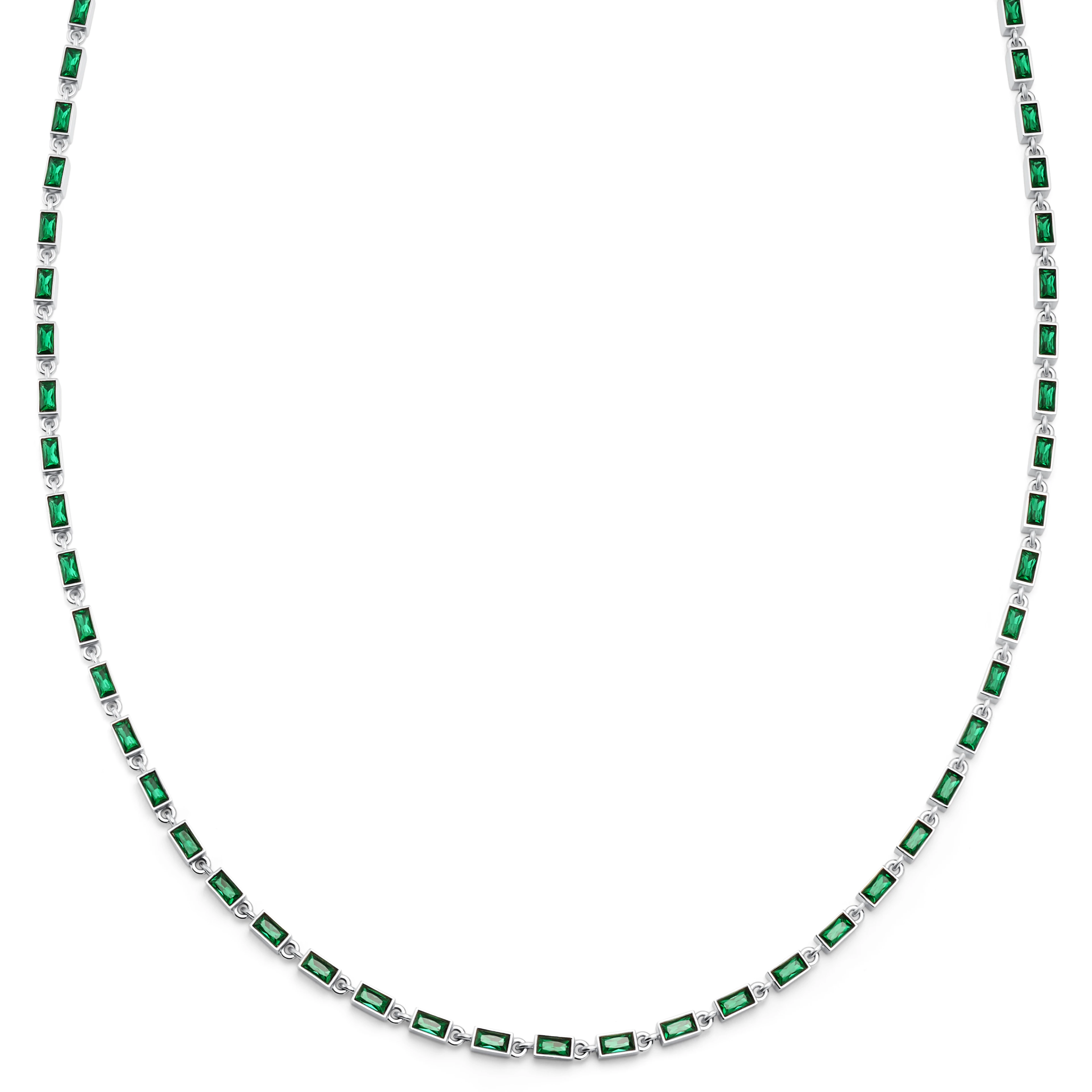Facet | Collier argenté avec pierres en vert émeraude Facet | Collier argenté avec pierres en vert émeraude