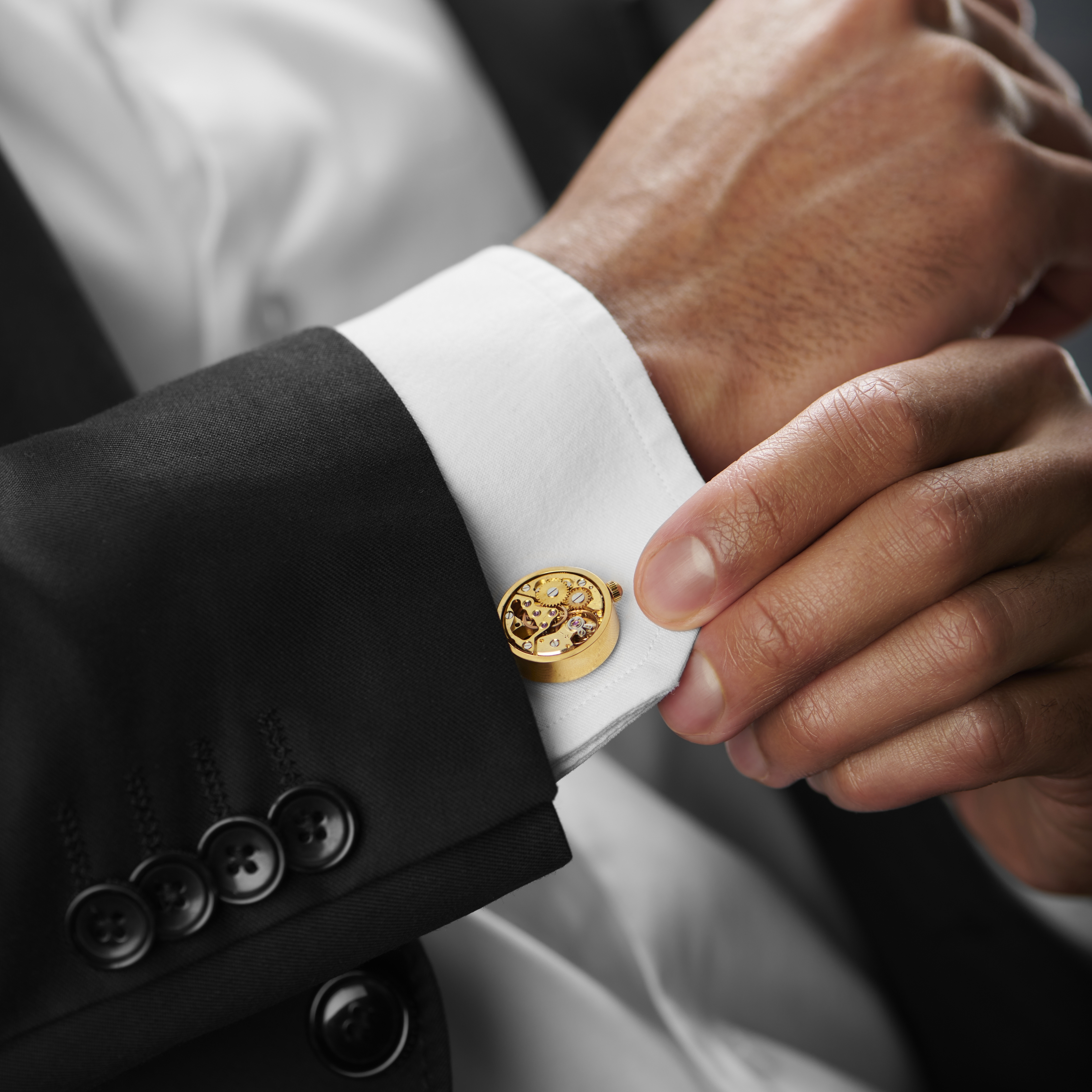 Gemelli con movimento meccanico dorati - 3