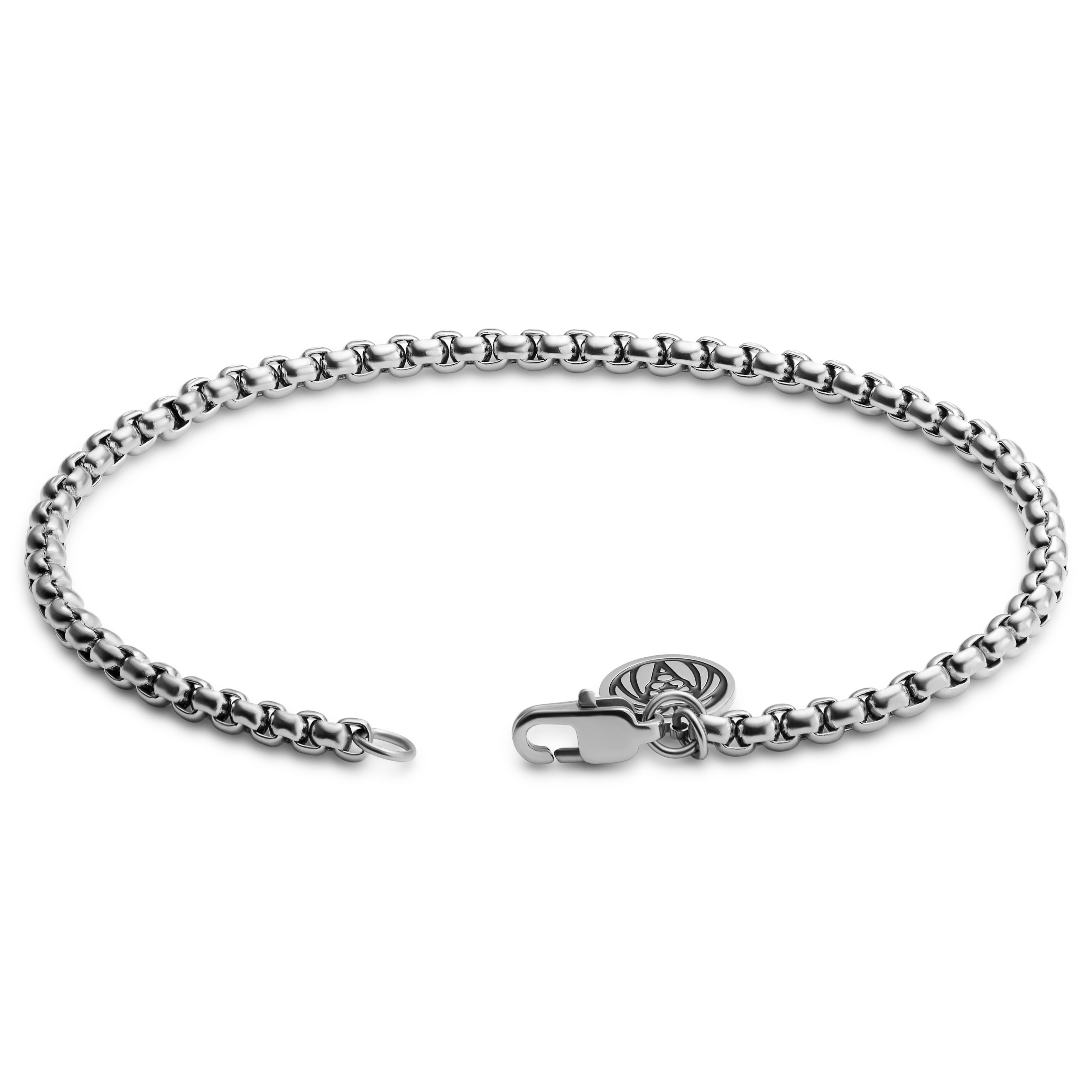 Essentials | 3 mm Silver-Tone Curved Box Chain Bracelet - 3