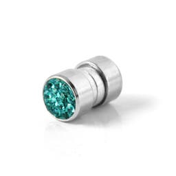 Blauer Zirkonia Magnet Ohrring 6mm 