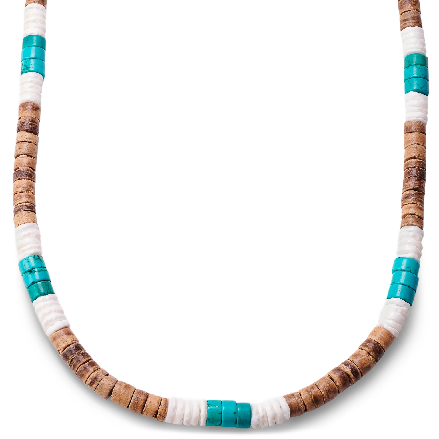 Collier Surfeur en Noix de Coco, Coquillage & Turquoise Collier Surfeur en Noix de Coco, Coquillage & Turquoise
