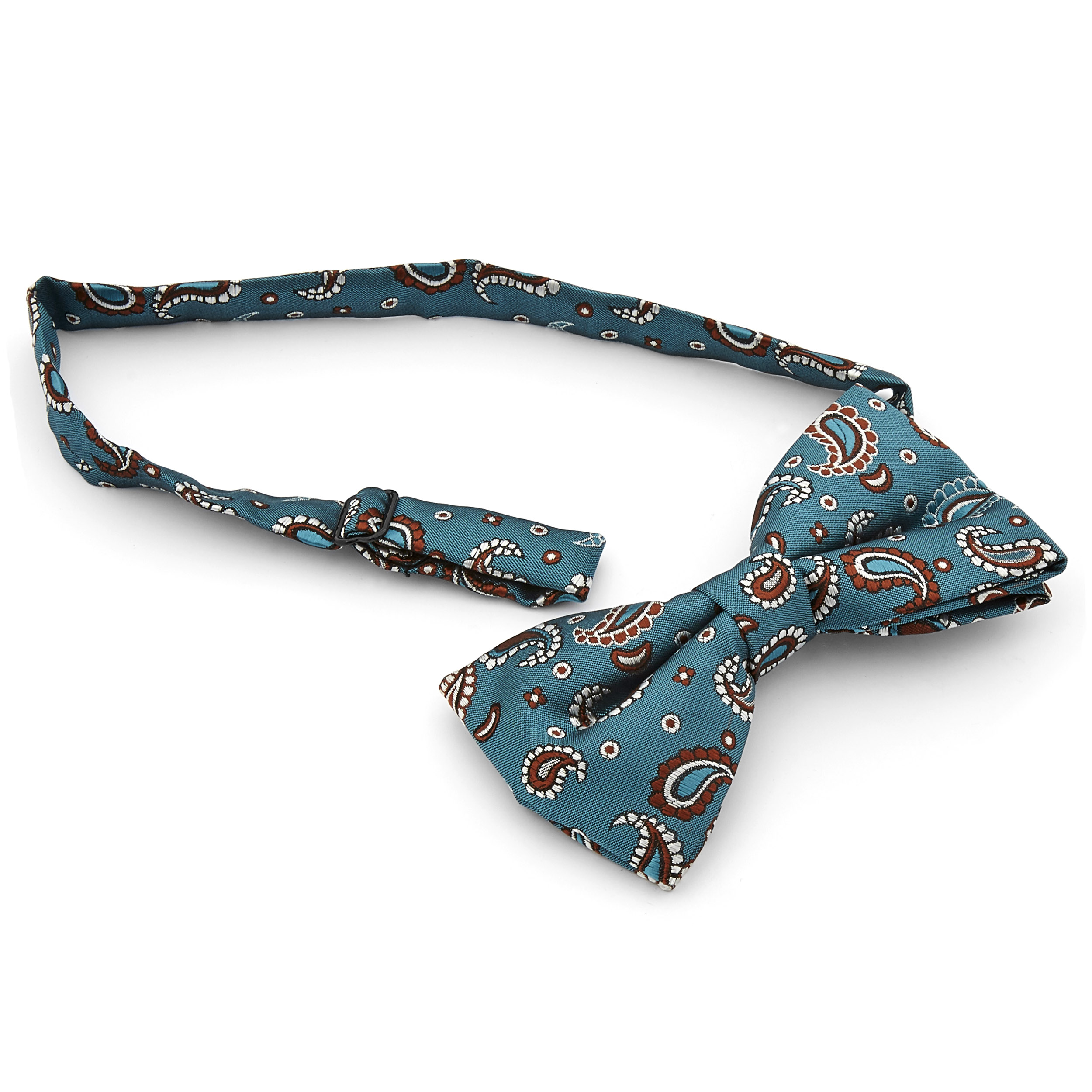 Rust & Arctic Blue Paisley Pre-Tied Bow Tie - 2