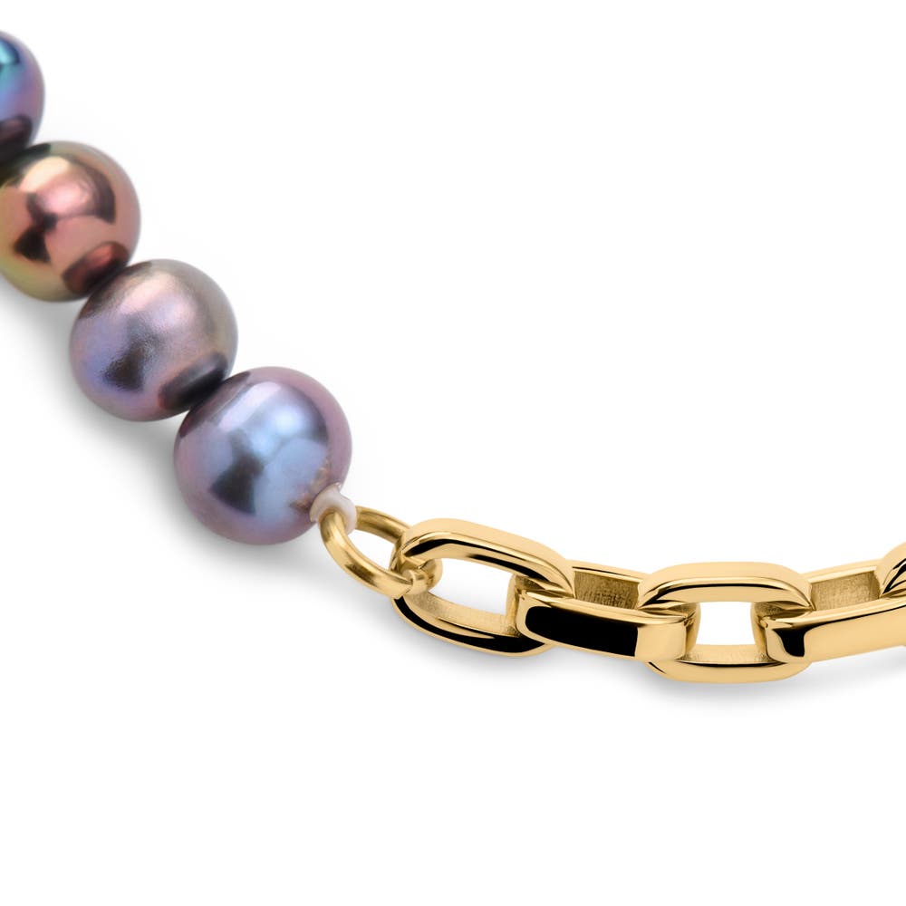 hover: Ocata | Gold-Tone Anchor Chain & Black Pearl Bracelet hover: Ocata | Gold-Tone Anchor Chain & Black Pearl Bracelet