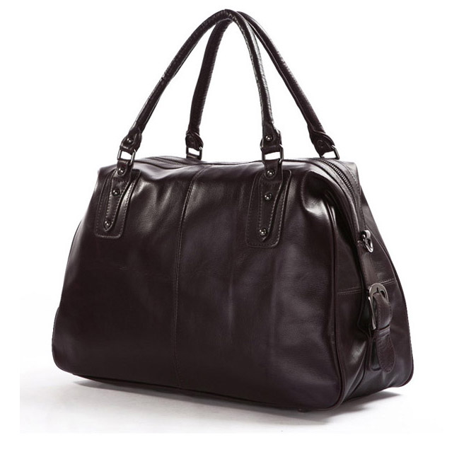 Ciemnobrązowa skórzana torba podróżna - 1