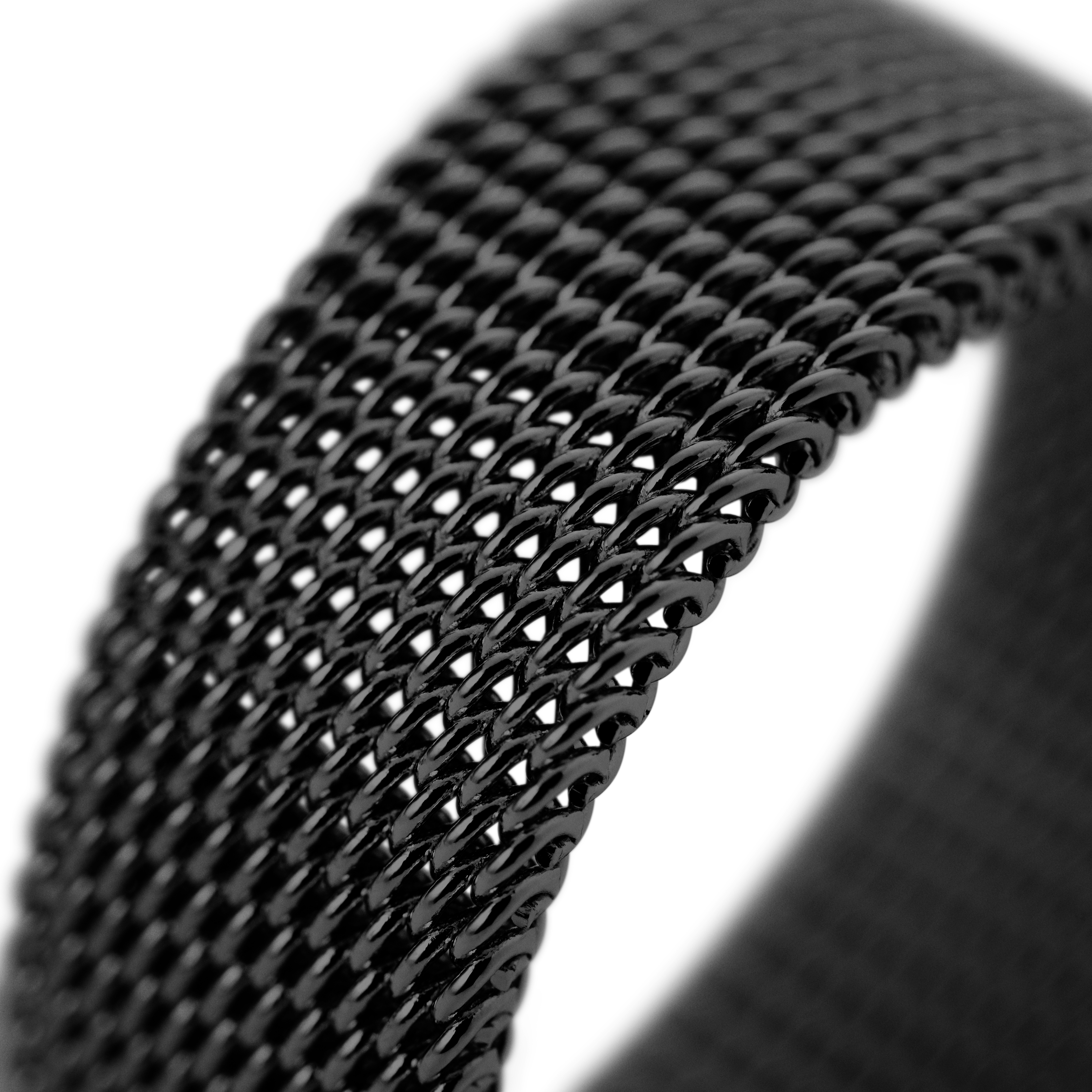 Sentio | Juodas nerūdijančio plieno lankstus tinklelio žiedas - 3