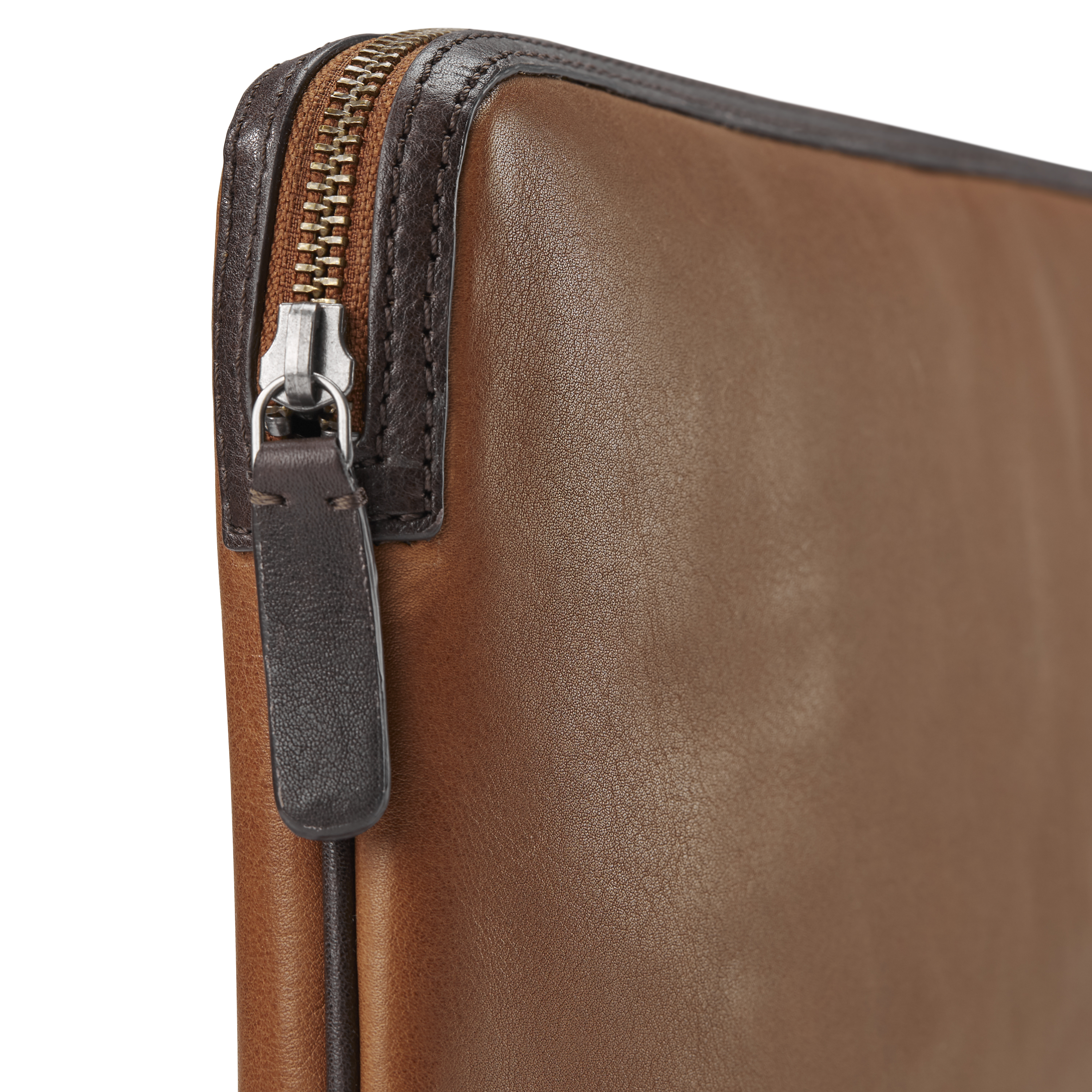 Funda para el portátil de cuero canela y marrón oscuro Lou - 9