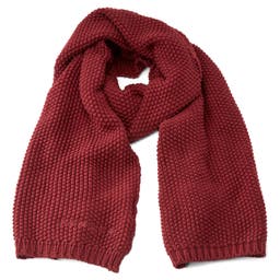 Red Merino Wool Mix Textured Scarf