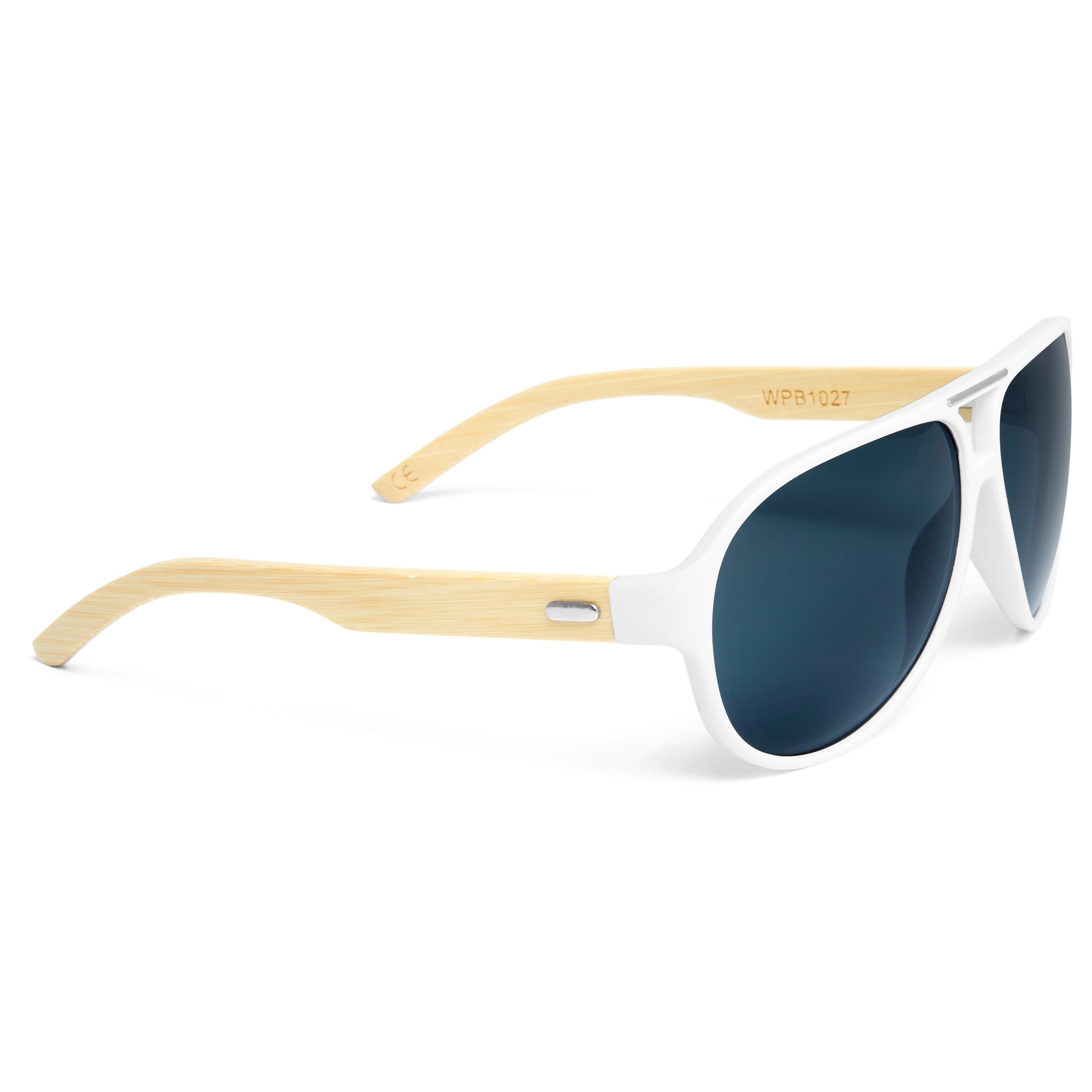 White Bamboo Wood Smoke Sunglasses - 3