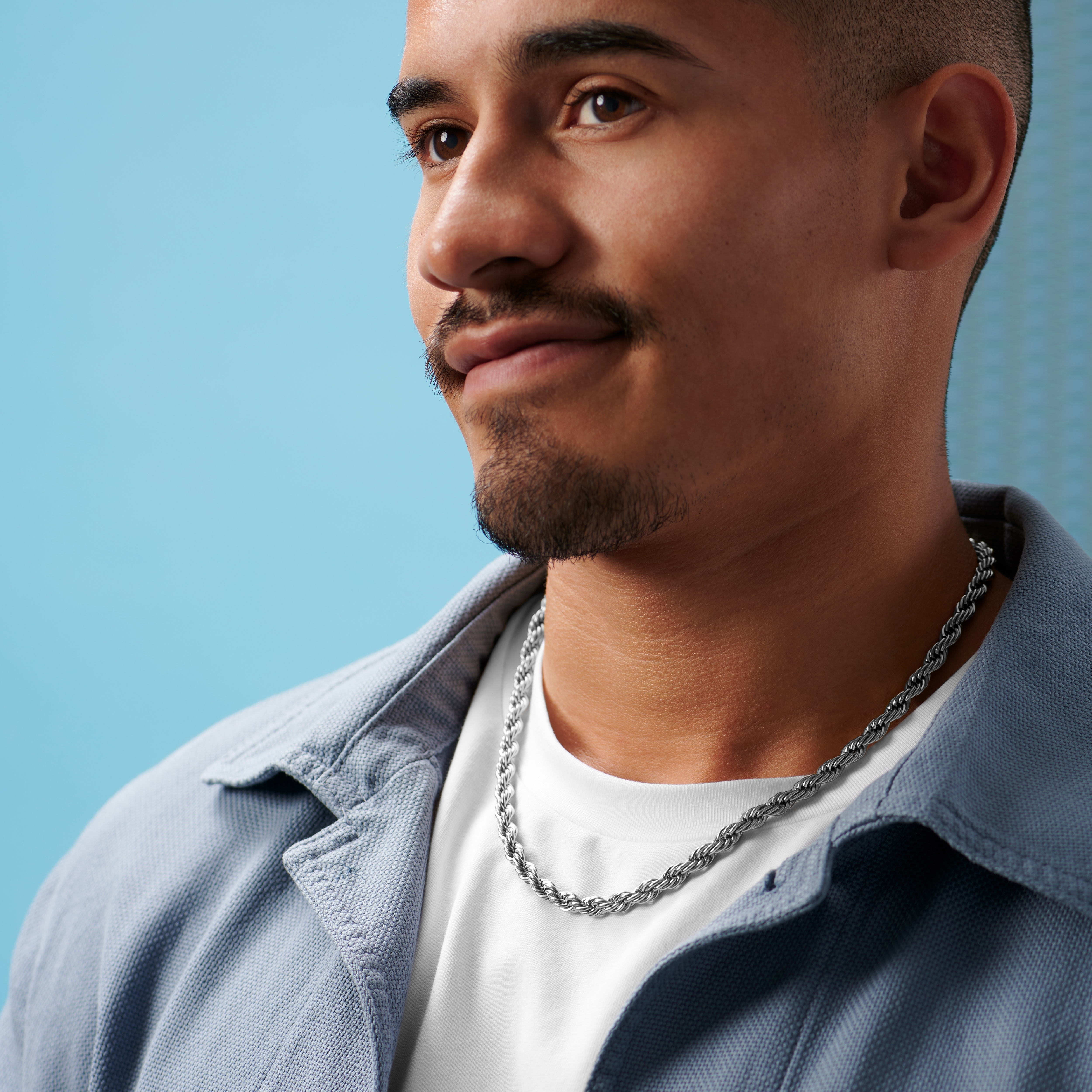 Srebrzysty naszyjnik z łańcuszkiem linowym 6 mm Collin Amager - 4