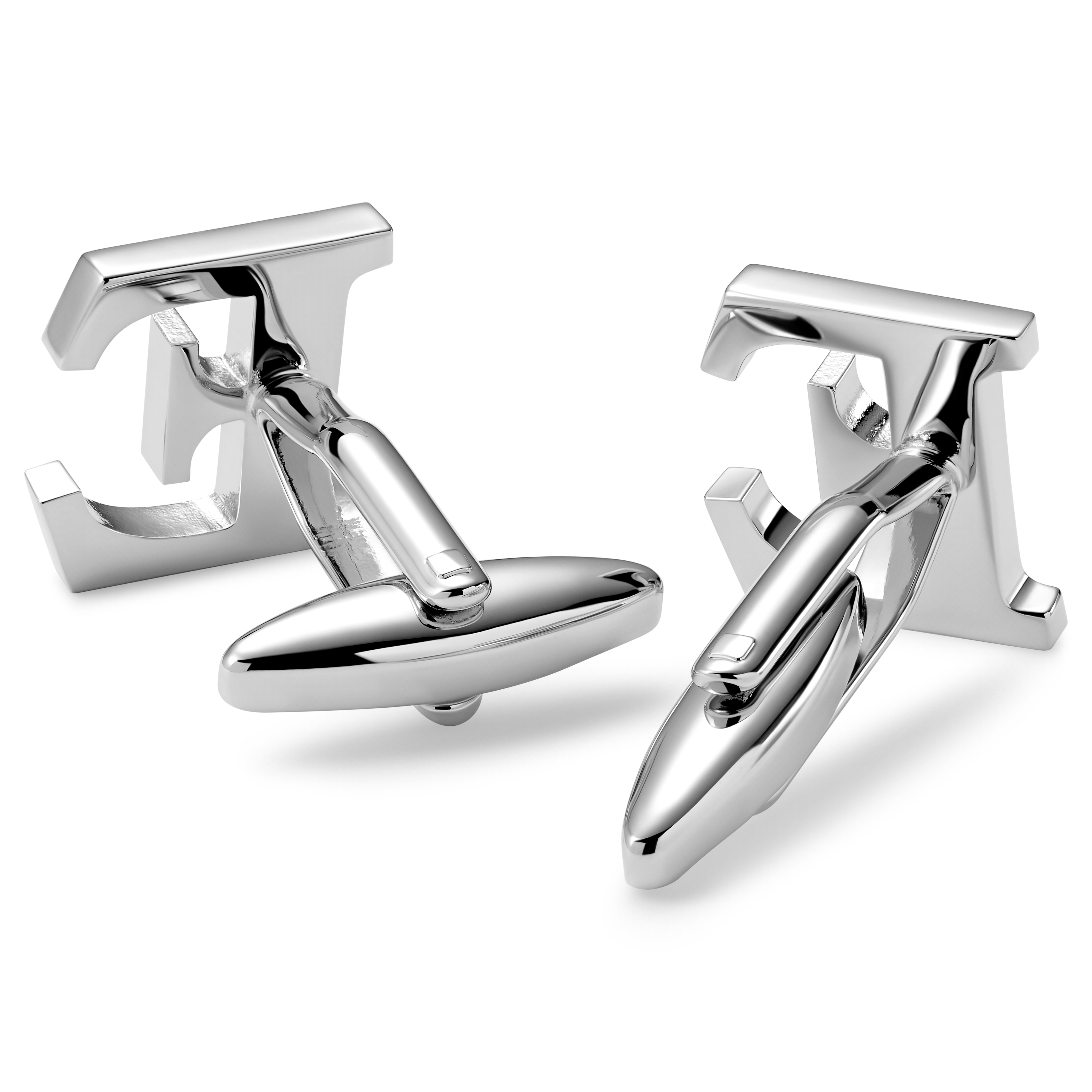 Sølvfarvet E Bogstav Manchetknapper - 2