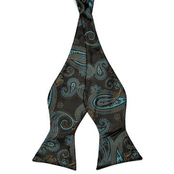 Turquoise Paisley Silk Self-Tie Bow Tie