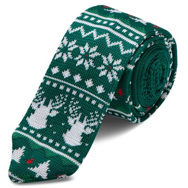 Cravată verde tricotată de Crăciun Cravată verde tricotată de Crăciun