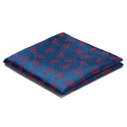Navy Blue Double-Sided Pocket Square with Lobsters