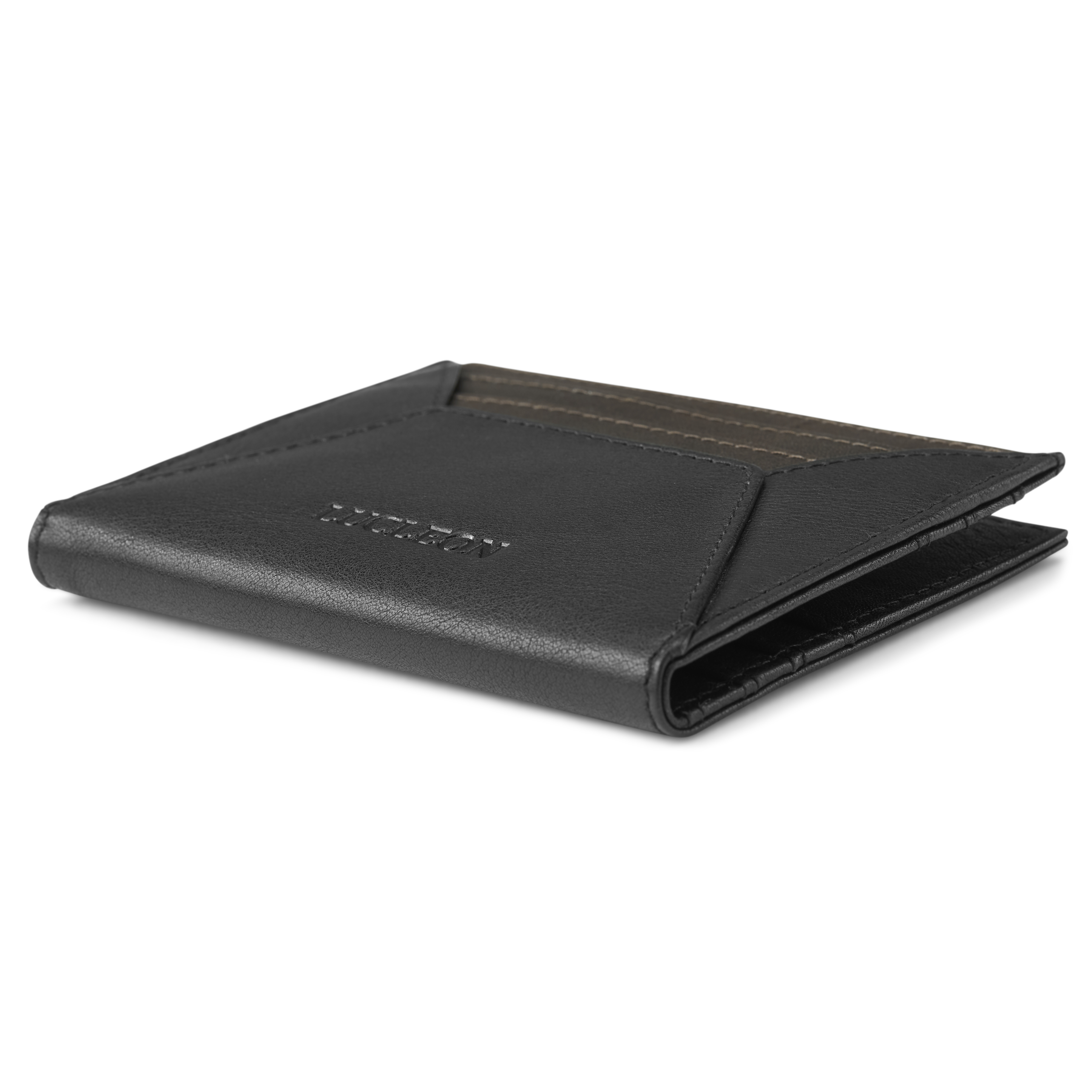 Loren Schwarzes & Dunkelbraunes Leder RFID Kartenetui - 9
