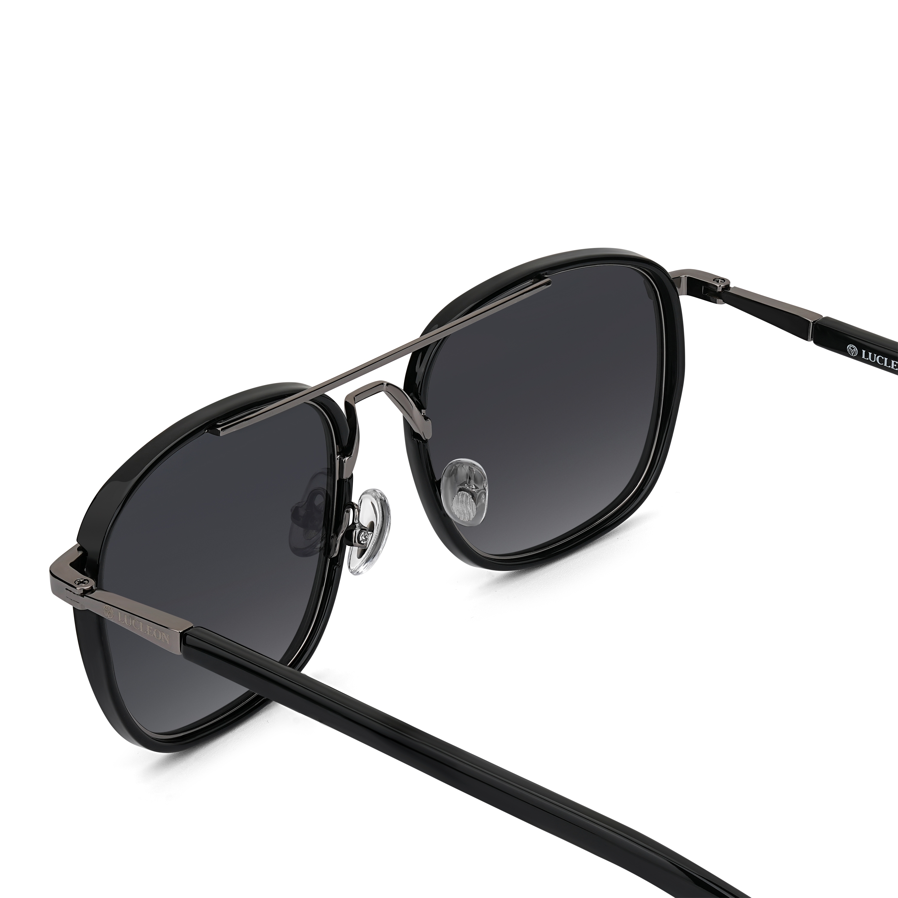 Černé polarizační sluneční brýle s dvojitým nosníkem - 4