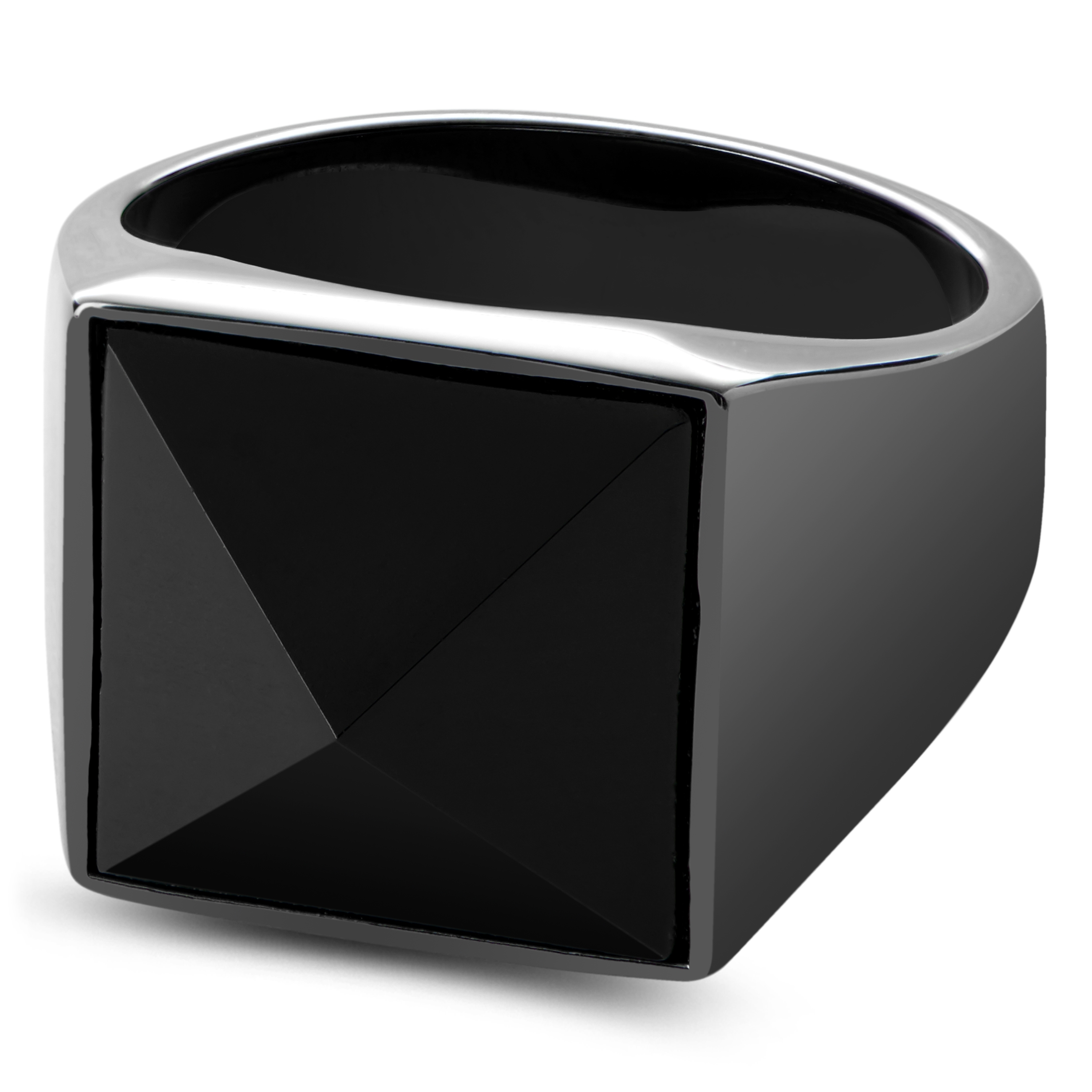 Makt | Black Stainless Steel With Square Black Onyx Ring | In stock! |  Lucleon