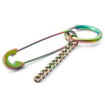 Floyd Rainbow Safety Pin Charm Hoop Earring