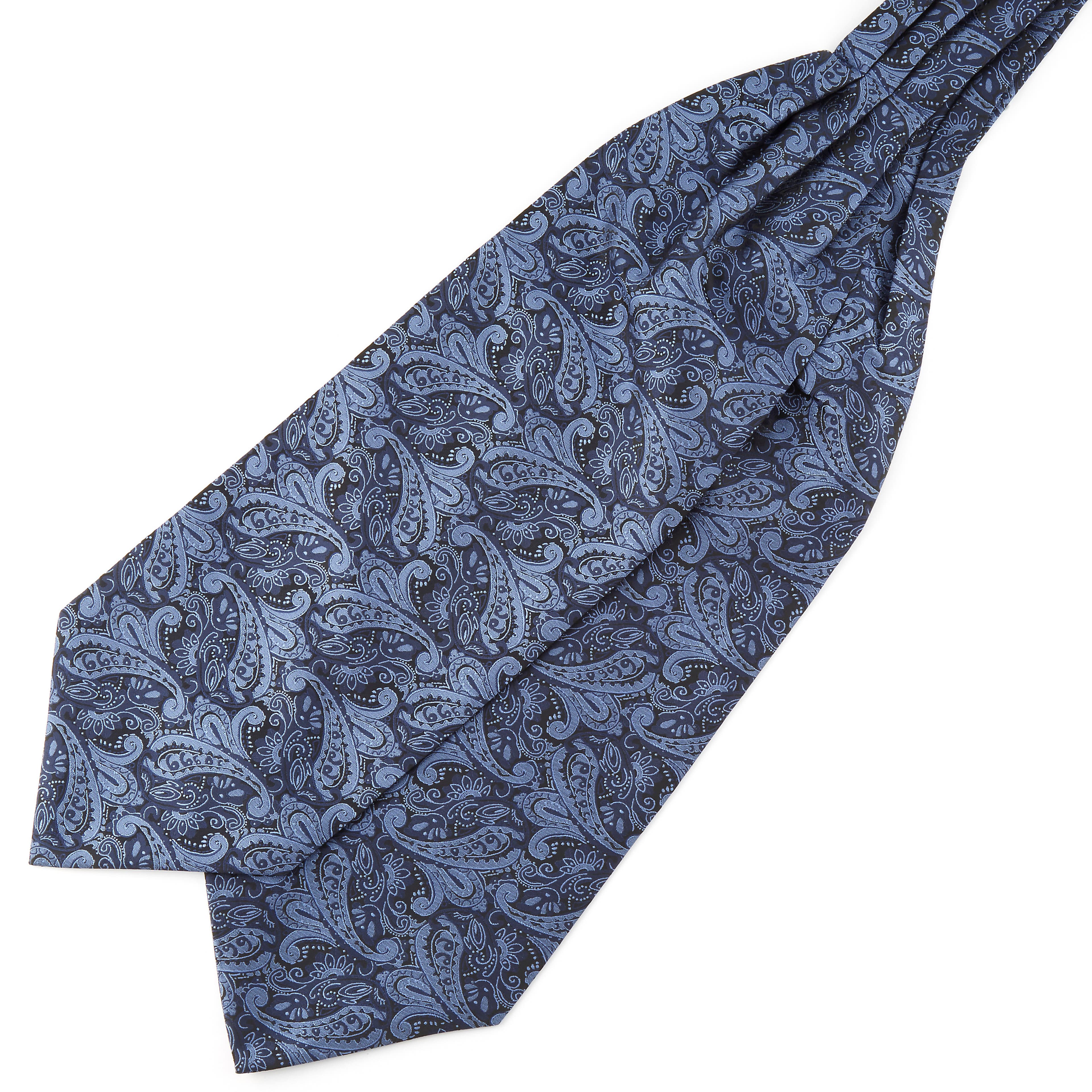 Cravate Ascot à motif cachemire bleu marine & bleu clair 