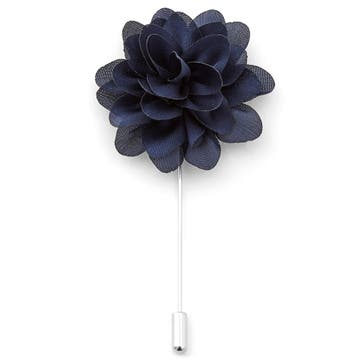 Sleek Navy Blue Lapel Flower