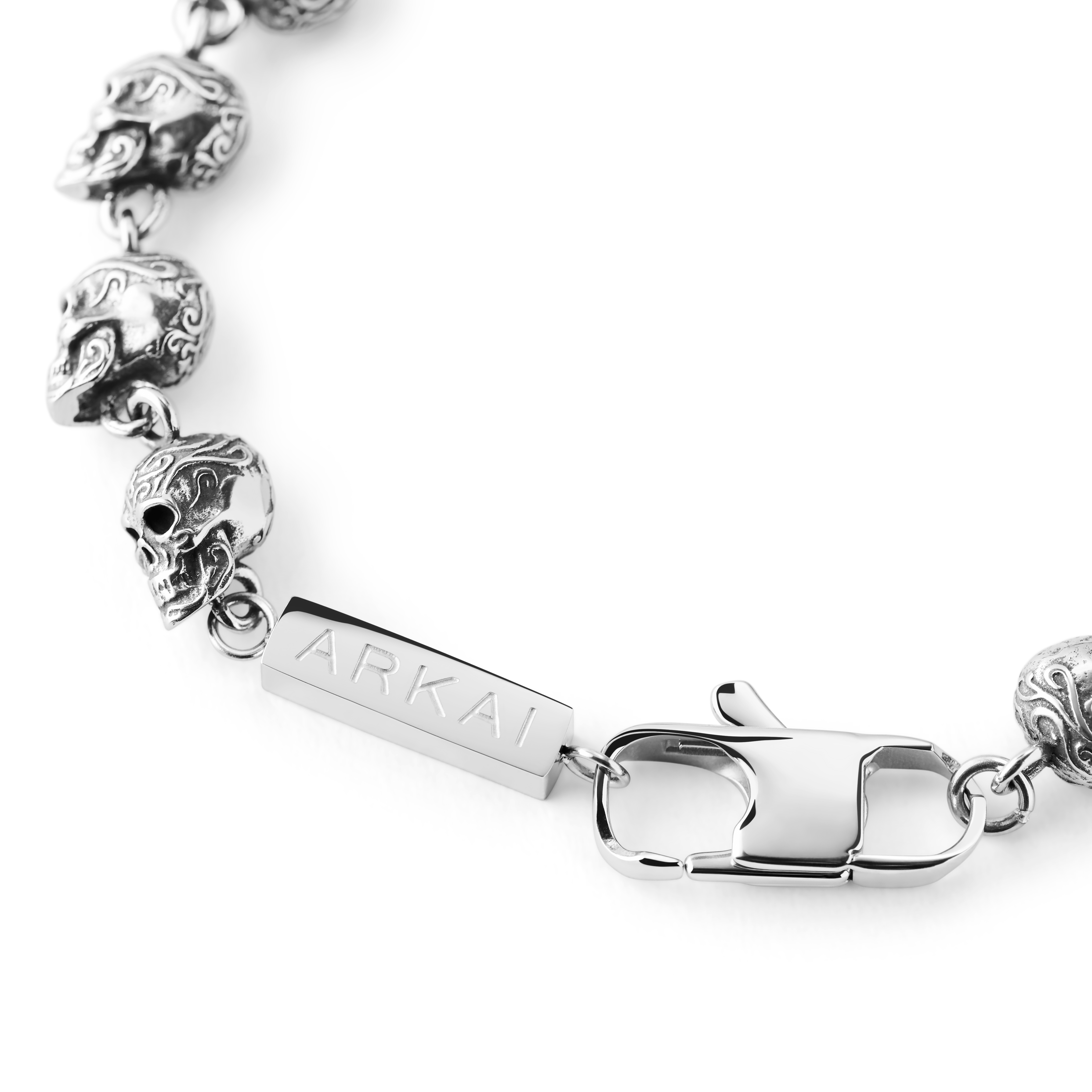 Rico | Silver-Tone Stainless Steel Skull Bracelet - 6